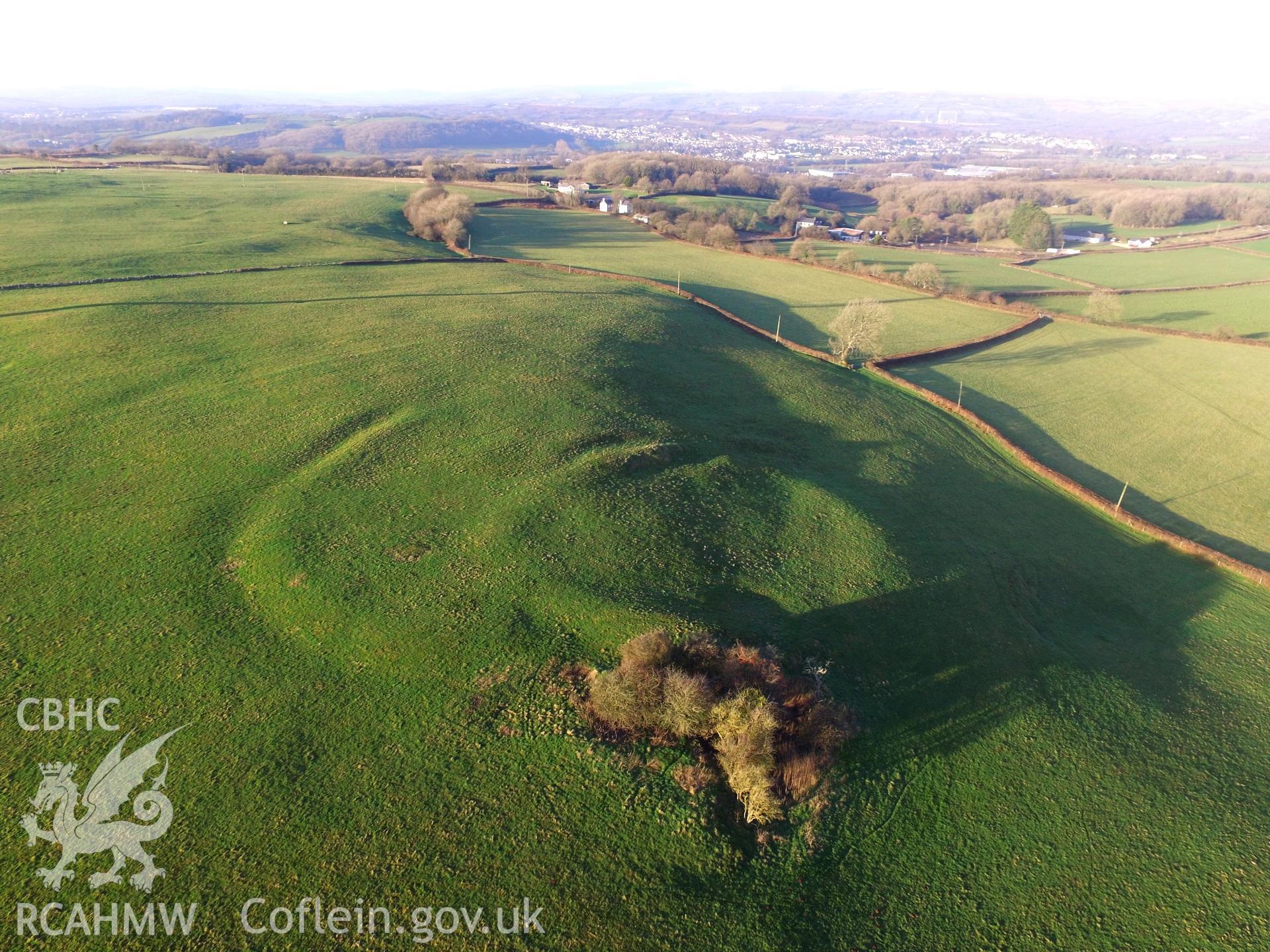 Colour photo of St Mary Hill enclosure, produced by  Paul R. Davis,  28th Dec 2016.