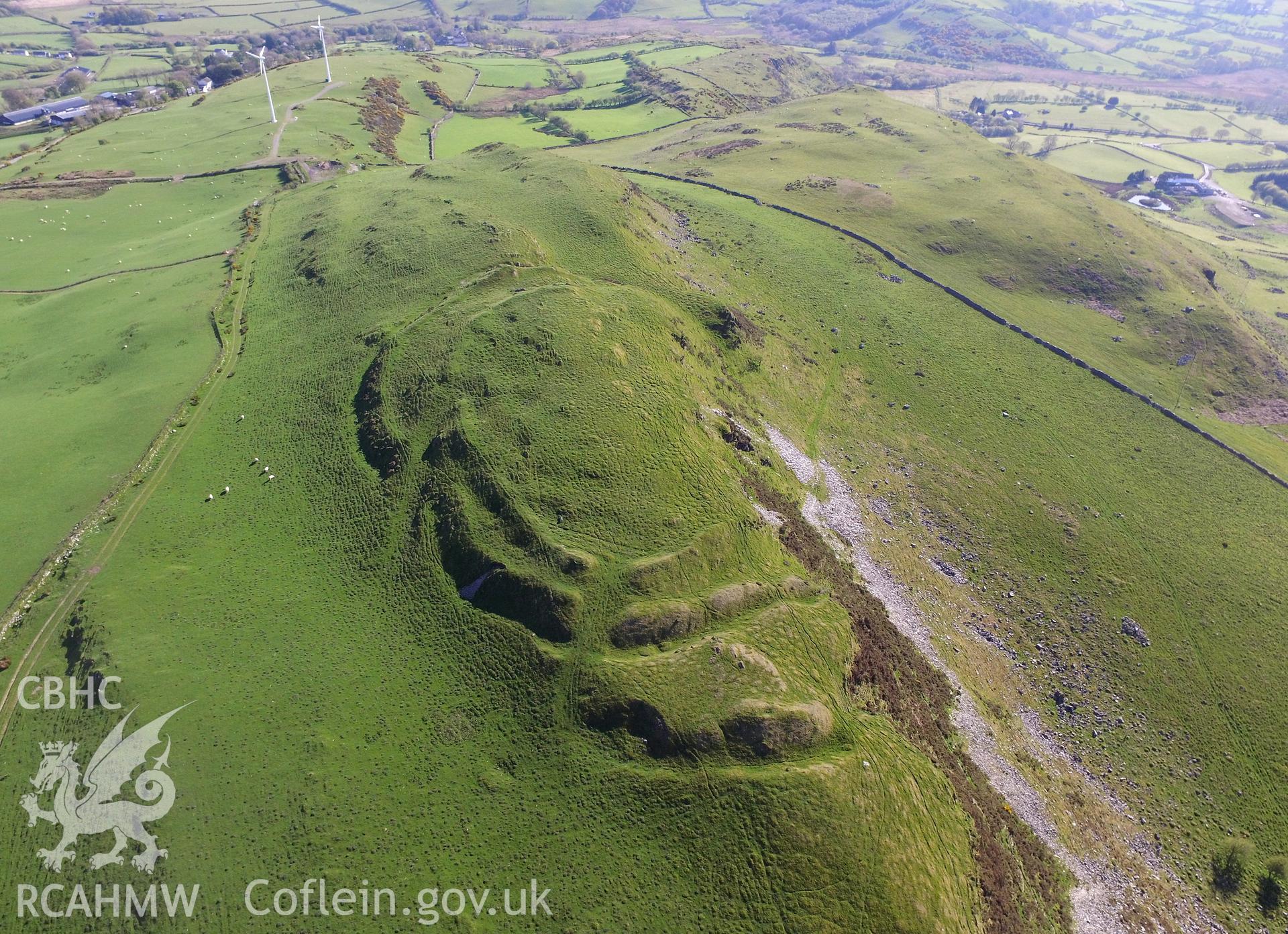 Colour photo showing Ystradmeurig Fort,  produced by Paul R. Davis,  14th May 2017.