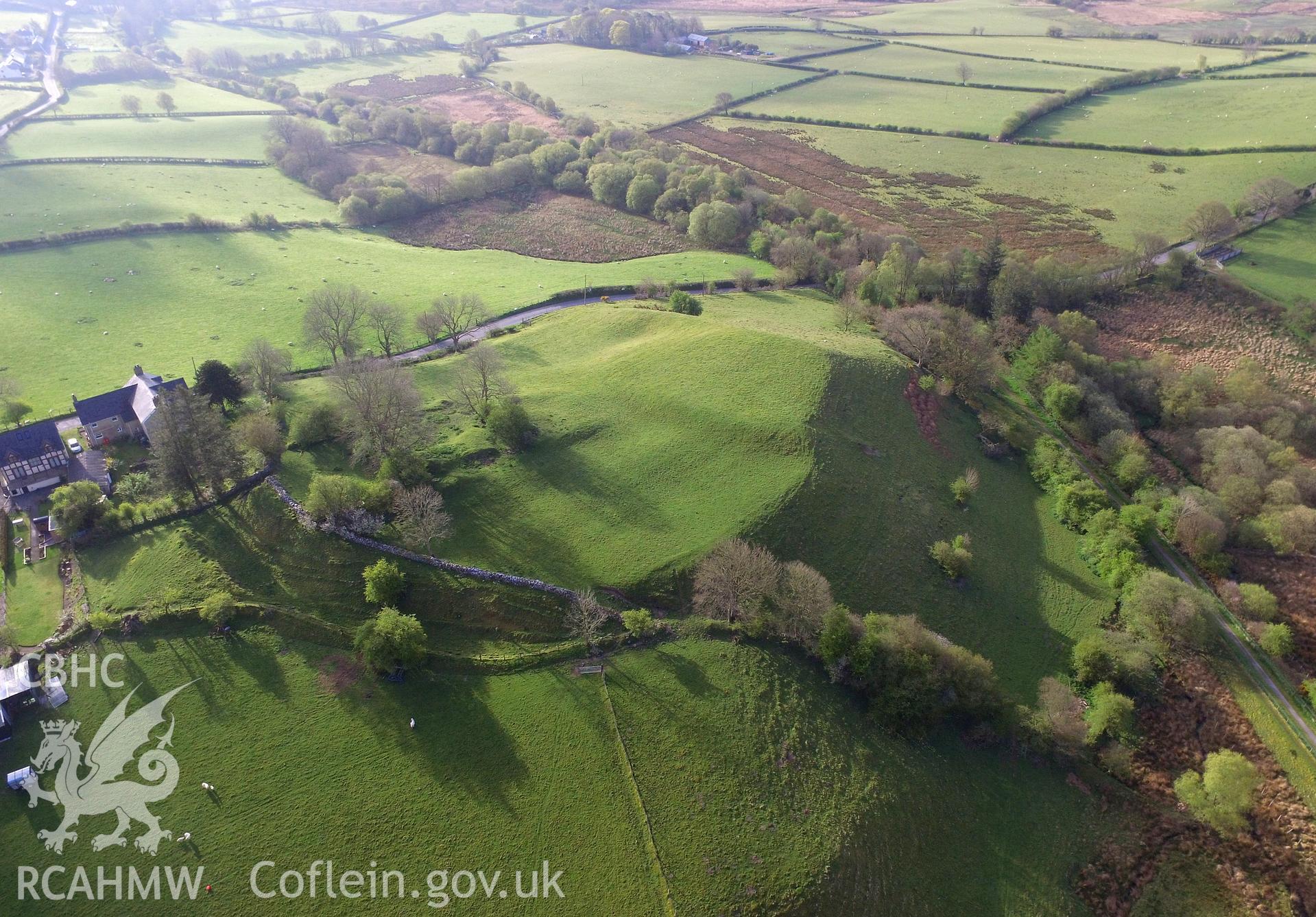 Colour photo showing Ystrad Meurig Castle, produced by Paul R. Davis,  23rd April 2017.