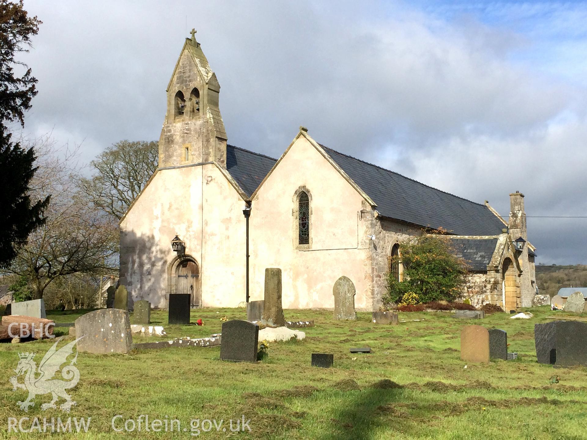 Colour photo showing Llanarmon yn Ial Church,  produced by Paul R. Davis, 13th March 2017.