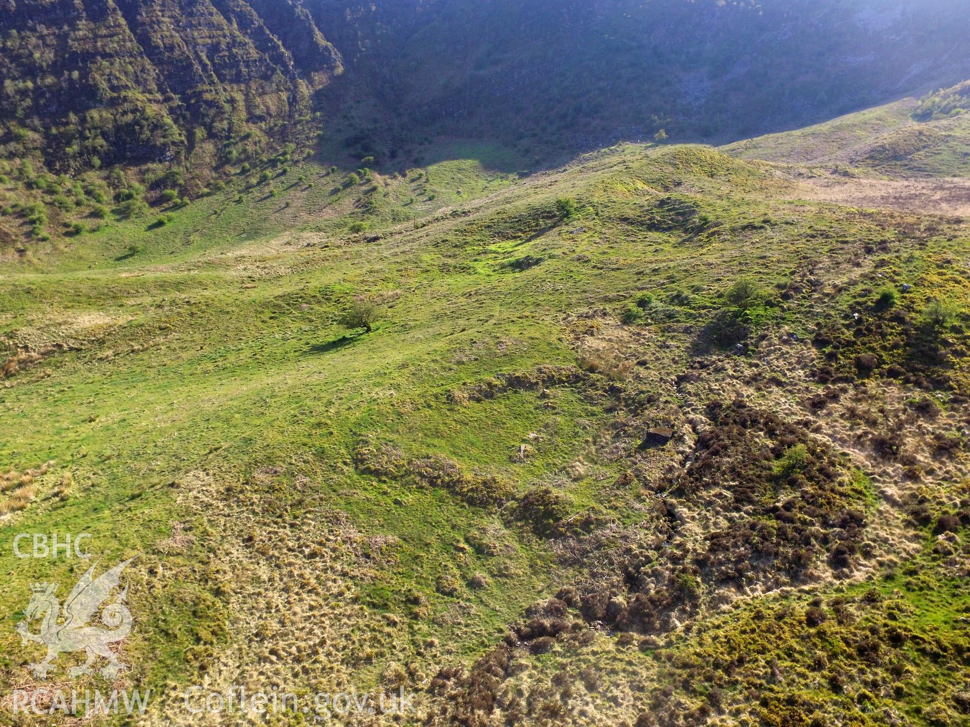 Colour photo showing Craig Cerrig-Gleisiad Settlement,  produced by Paul R. Davis,  10th May 2017.