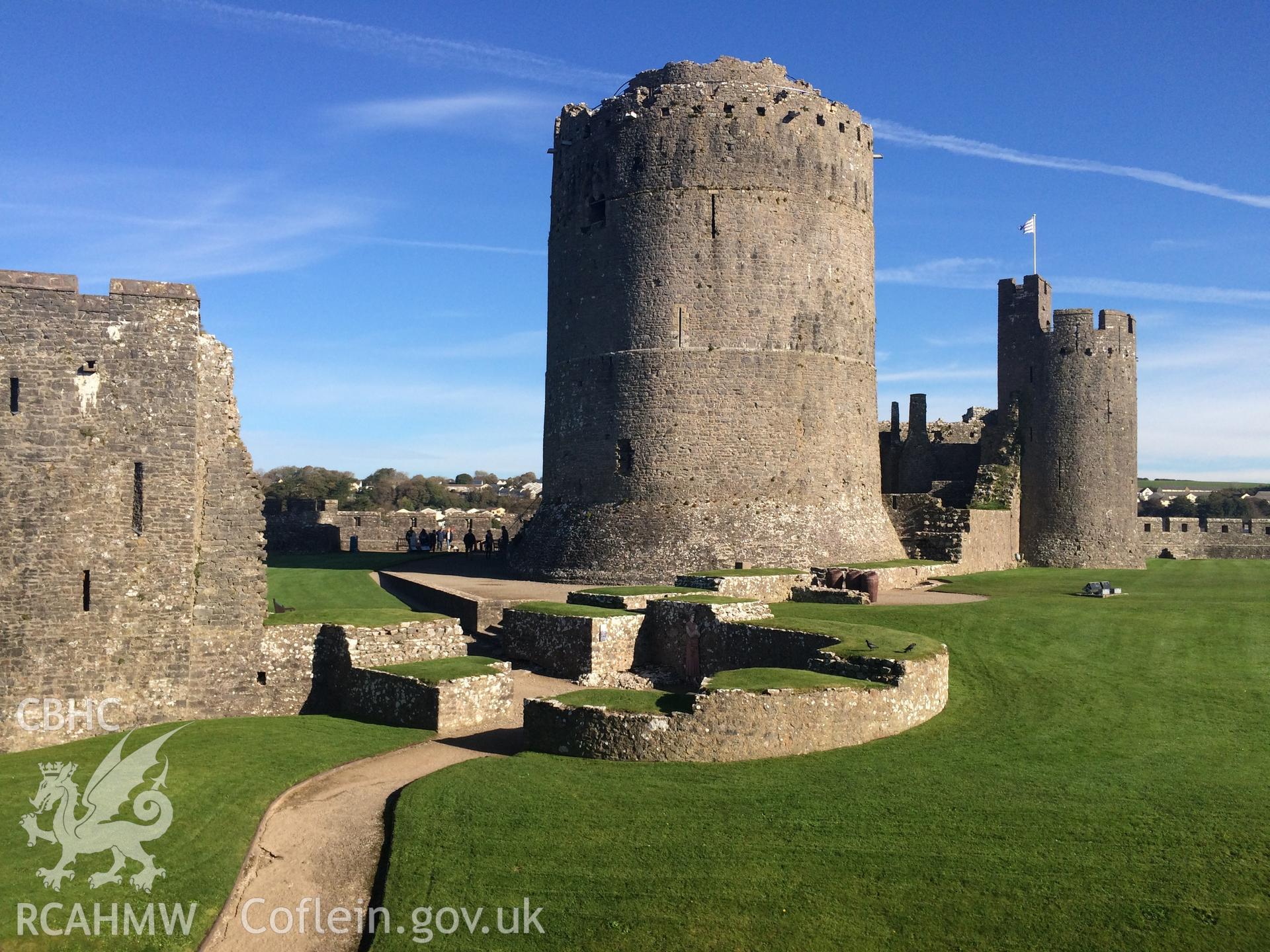 Colour photo showing Pembroke Castle, produced by Paul R. Davis,  22nd October 2016.