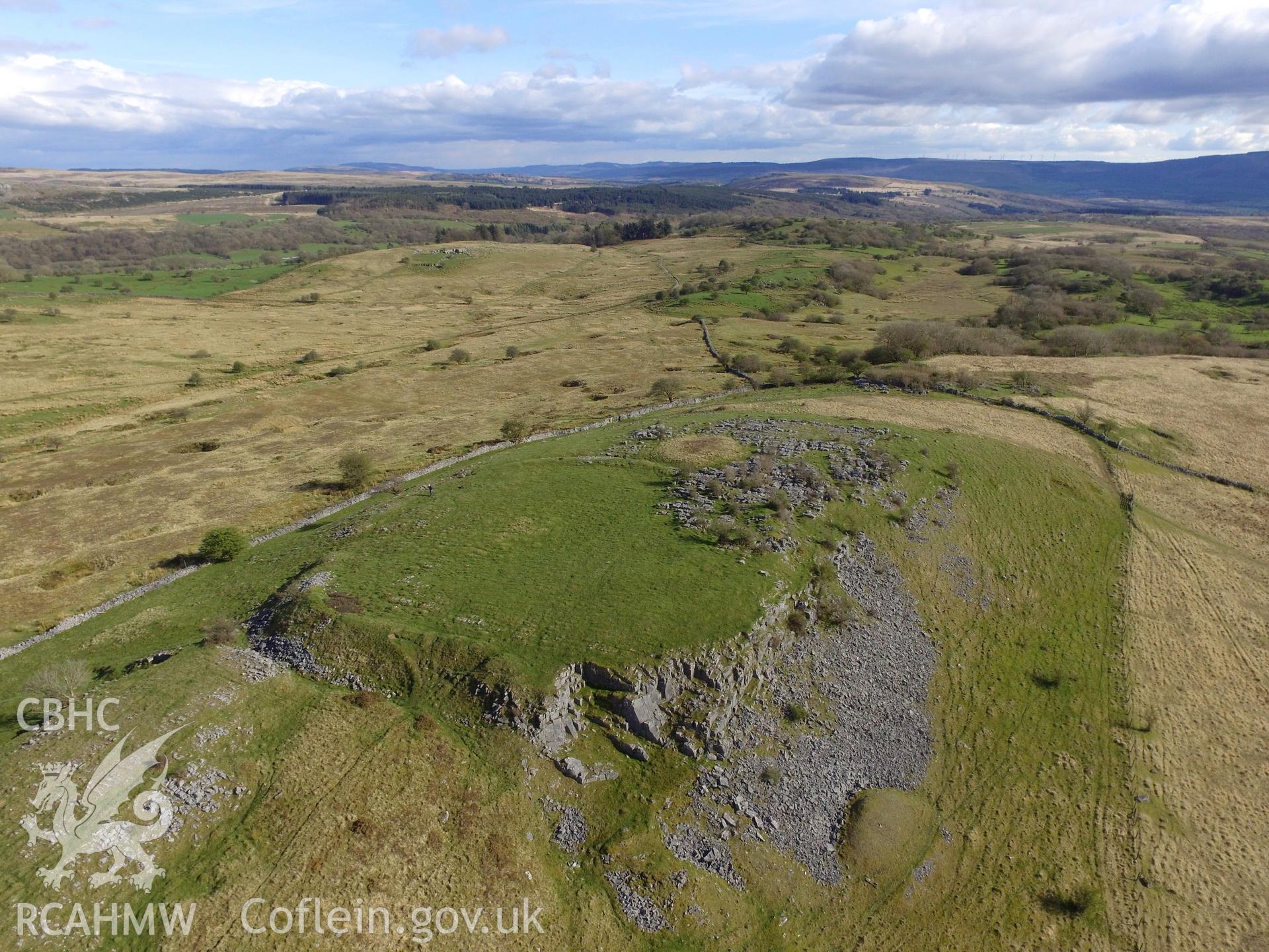 Colour photo showing Ystradfellte Fort,  produced by Paul R. Davis,  17th April 2017.