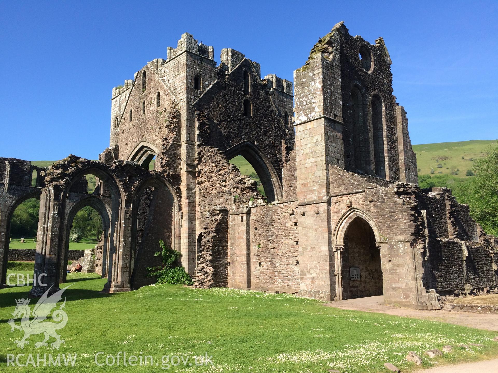 Colour photo showing Llanthony Abbey,  produced by Paul R. Davis, 2nd June 2016.