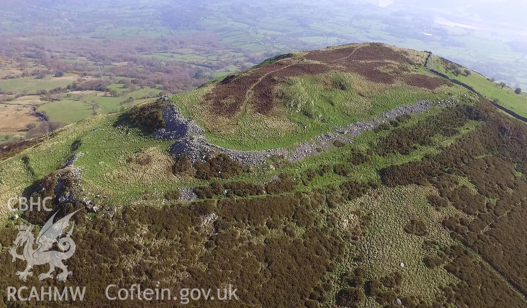 Colour photo showing Pen y Gaer Hillfort, produced by Paul R. Davis,  12th March 2017.