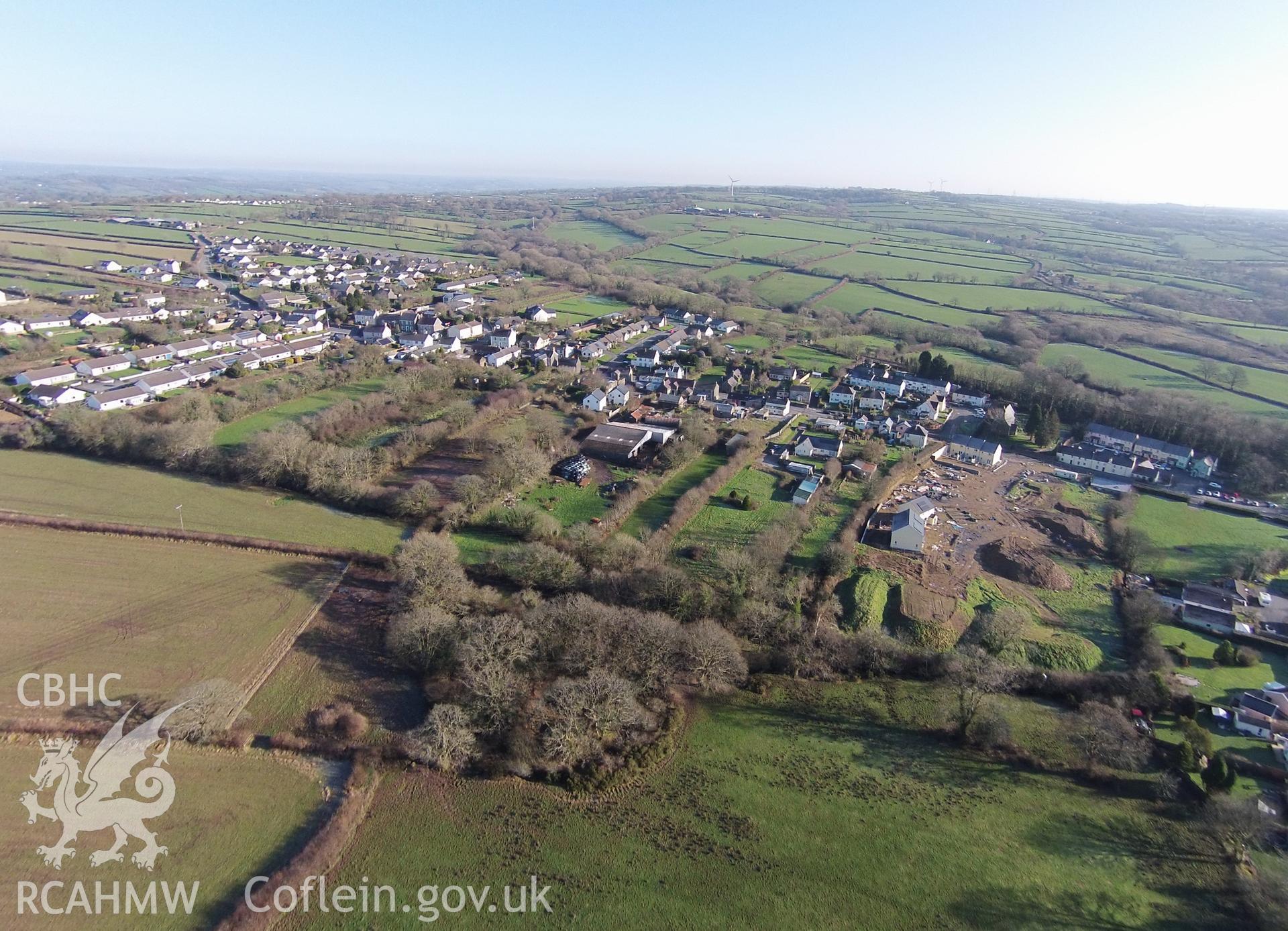 Colour aerial photo showing Templeton, taken by Paul R. Davis,  20th January 2016.