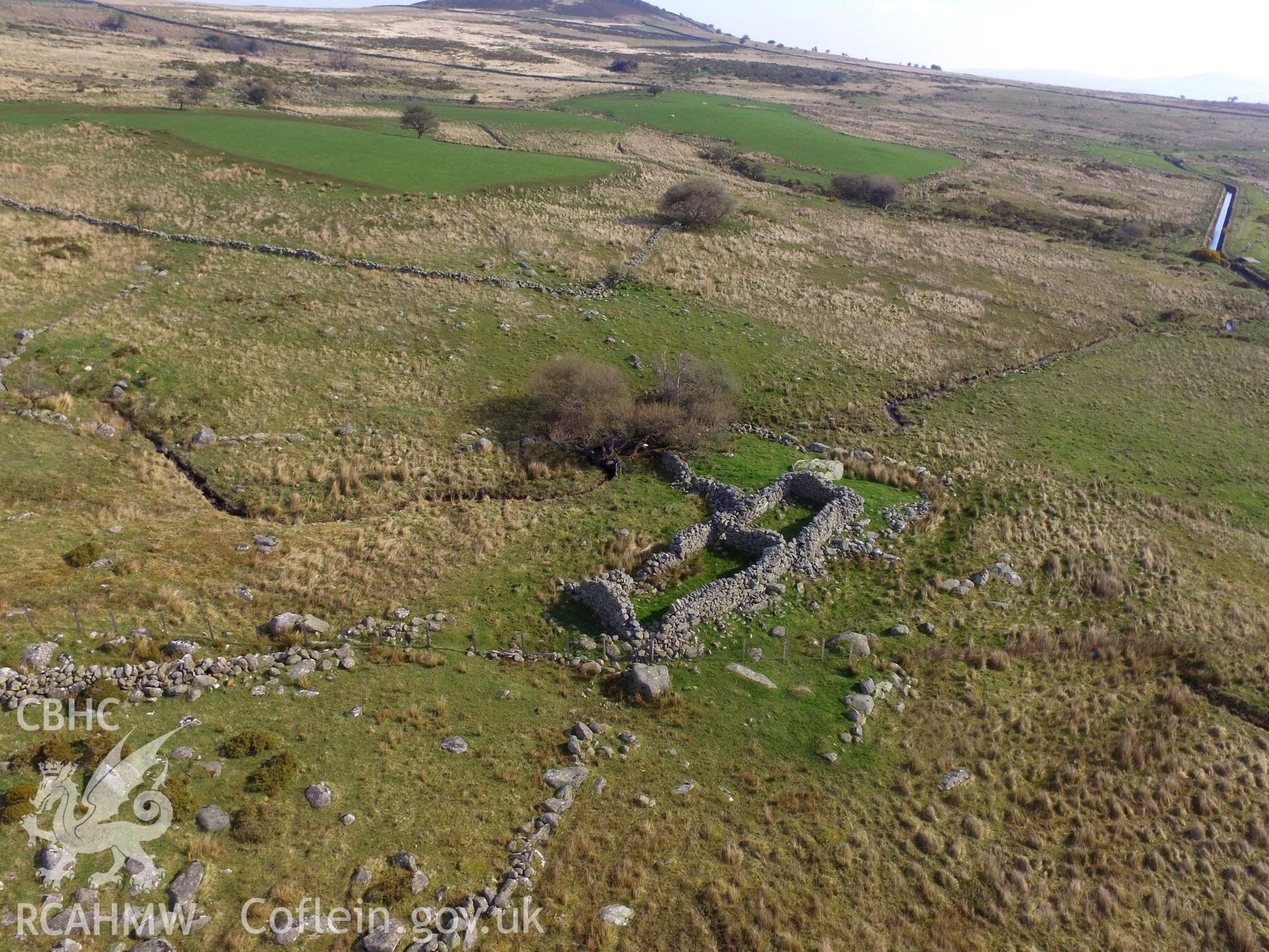 Colour photo showing ruins at Pen y Gaer, produced by Paul R. Davis,  9th April 2017.