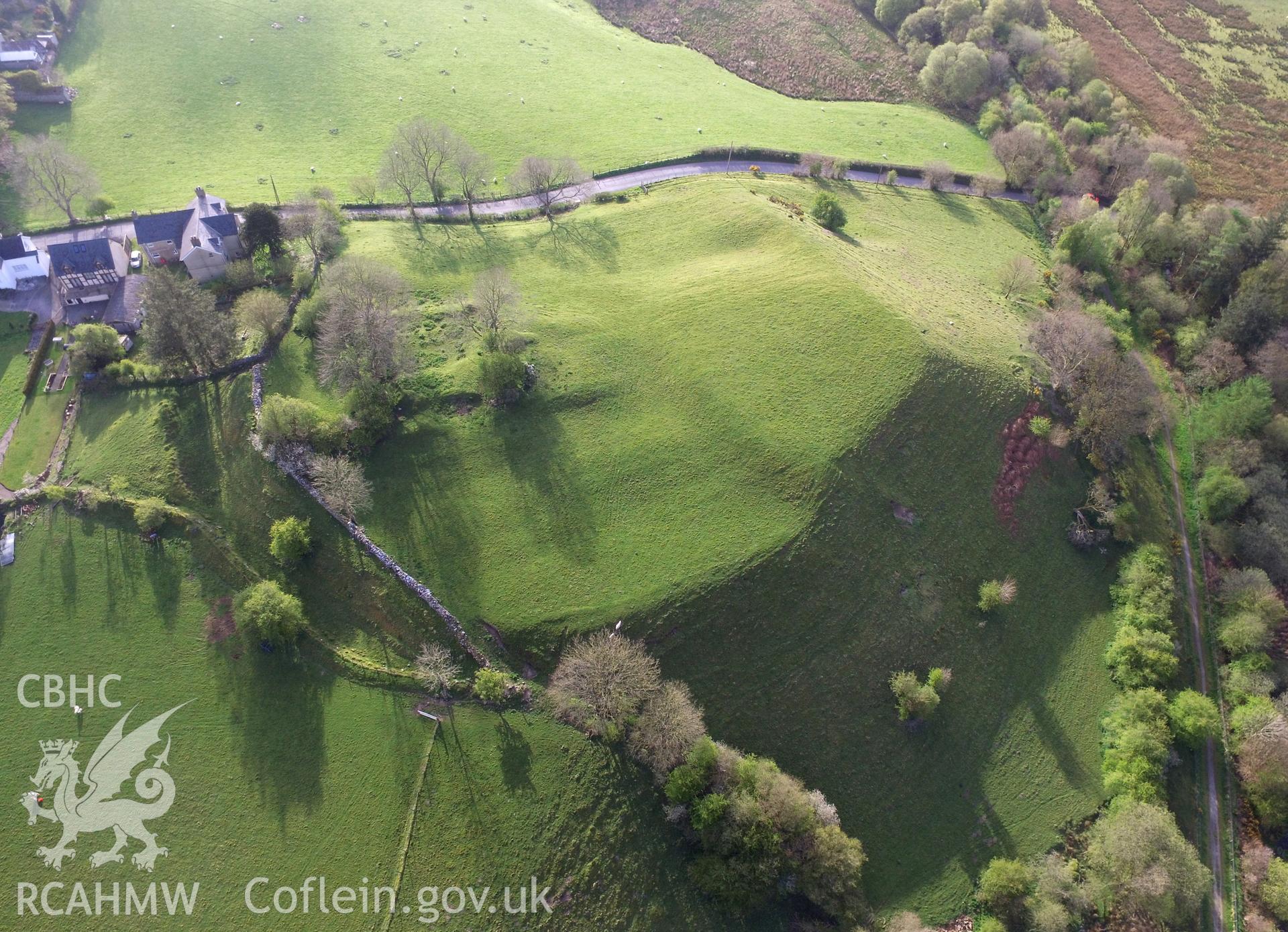 Colour photo showing Ystrad Meurig Castle, produced by Paul R. Davis,  23rd April 2017.