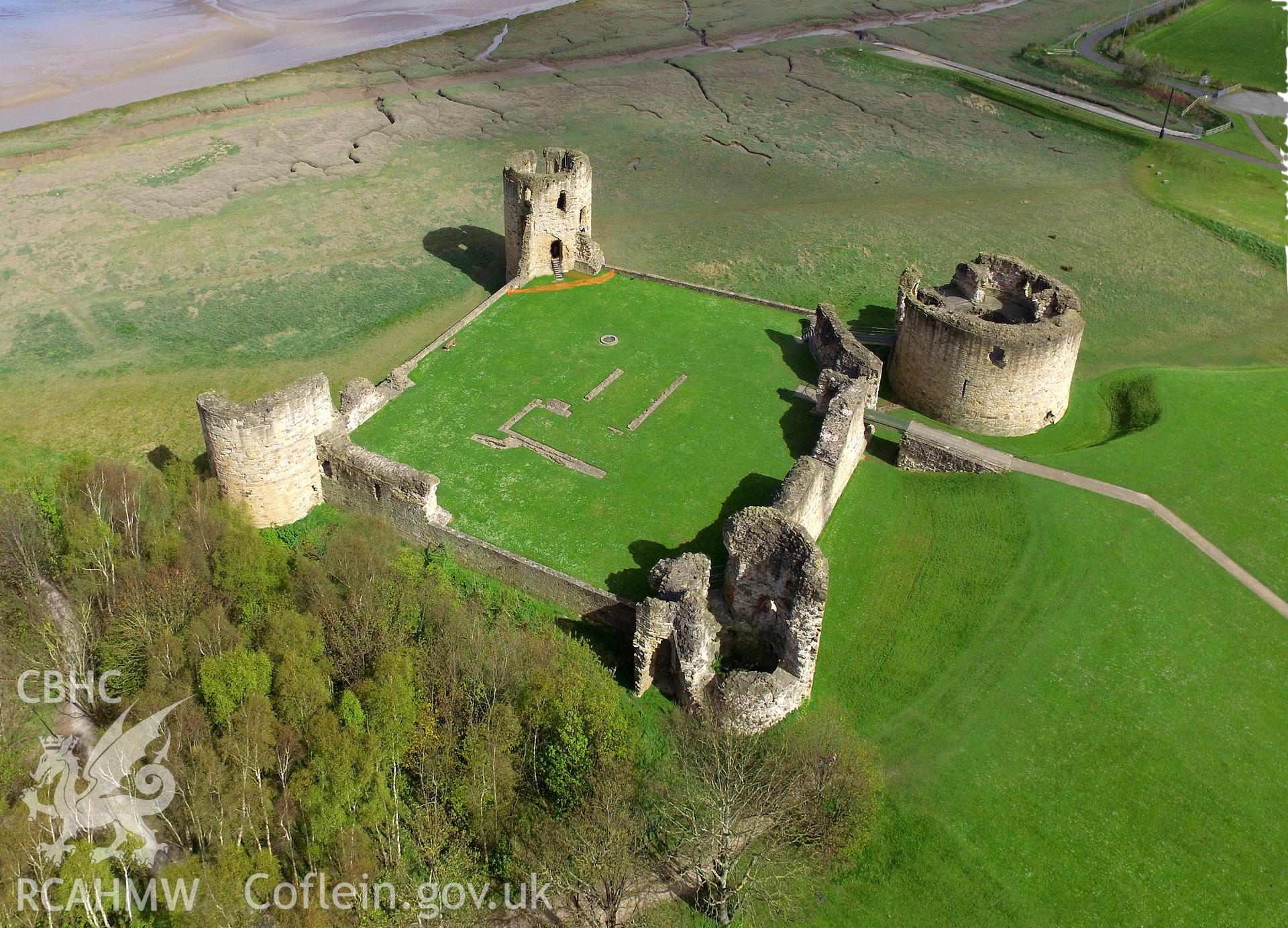 Colour photo showing Flint Castle, produced by Paul R. Davis, 10th April 2017.