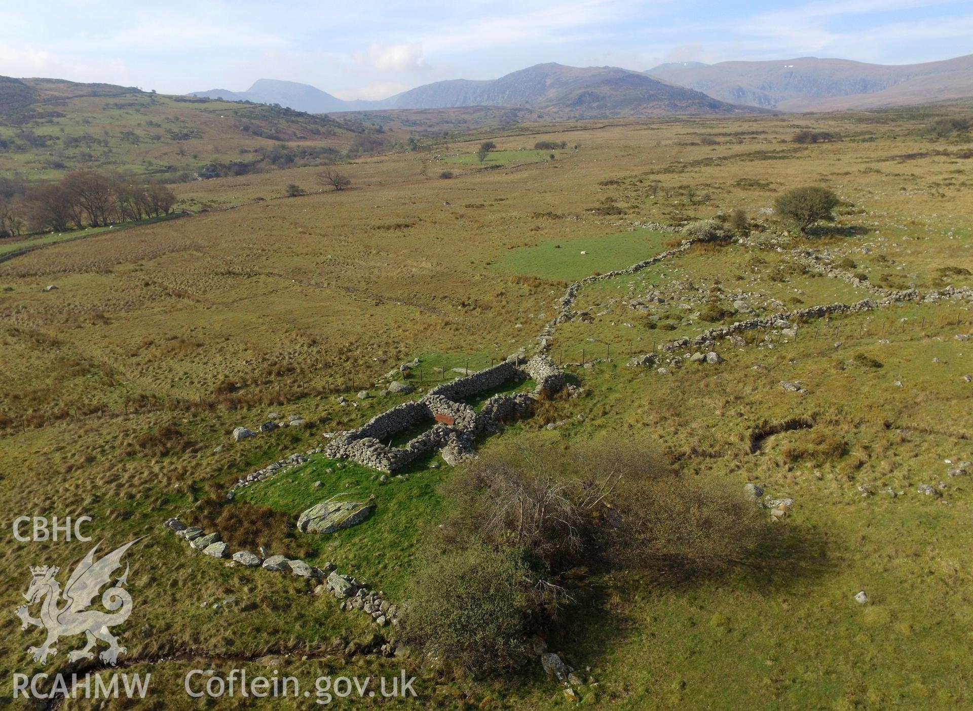 Colour photo showing ruins at Pen y Gaer, produced by Paul R. Davis,  9th April 2017.