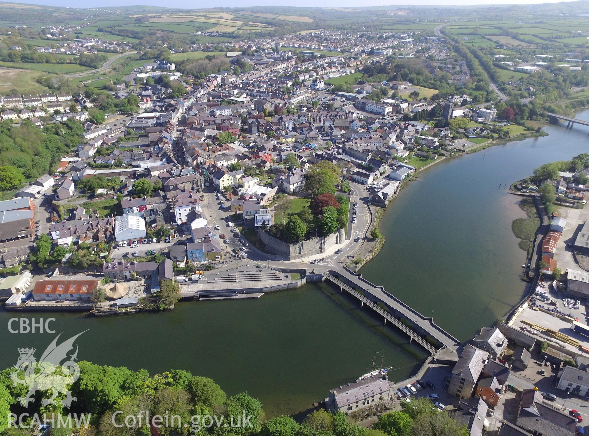 Colour photo showing Cardigan Castle, produced by  Paul R. Davis, 9th May 2017.