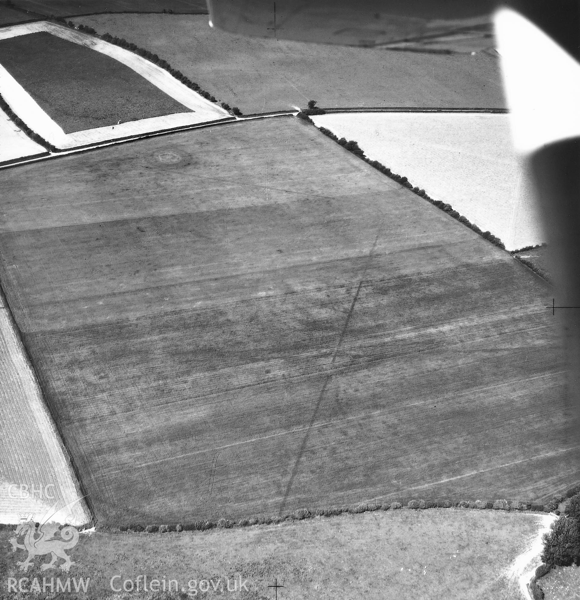 Figure 86: Digital image showing aerial view of east sector of Hindwell Farm I, from the south-south-west, 1969.