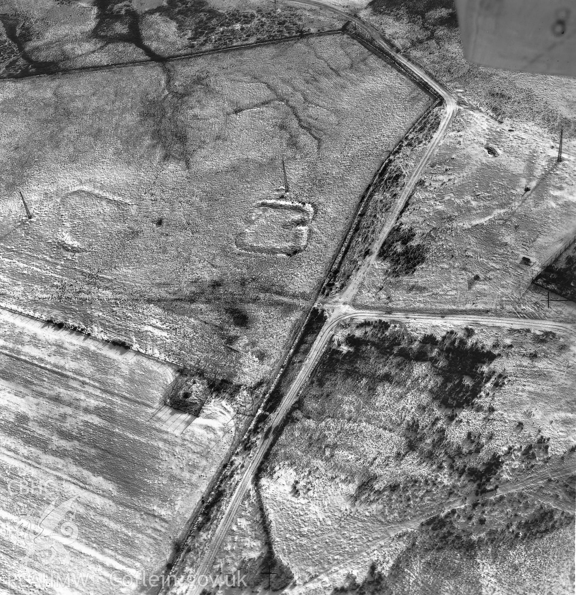 Figure 99: Digital image showing aerial view of Gelligaer Common I and II, from the north, 1969.