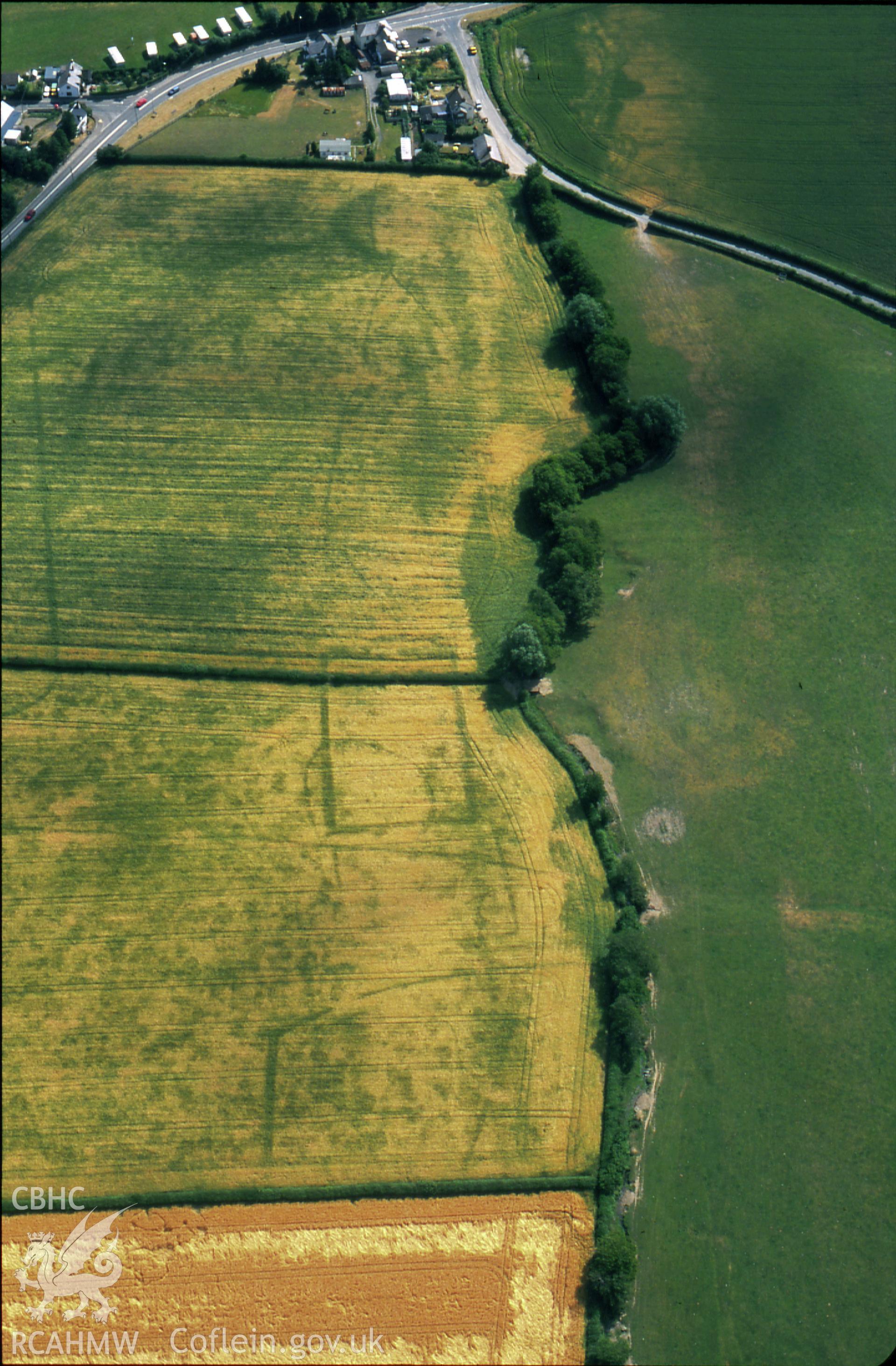 RCAHMW colour slide oblique aerial photograph of Walton Roman Camp III, Old Radnor, taken by C.R.Musson on the 11/07/1996