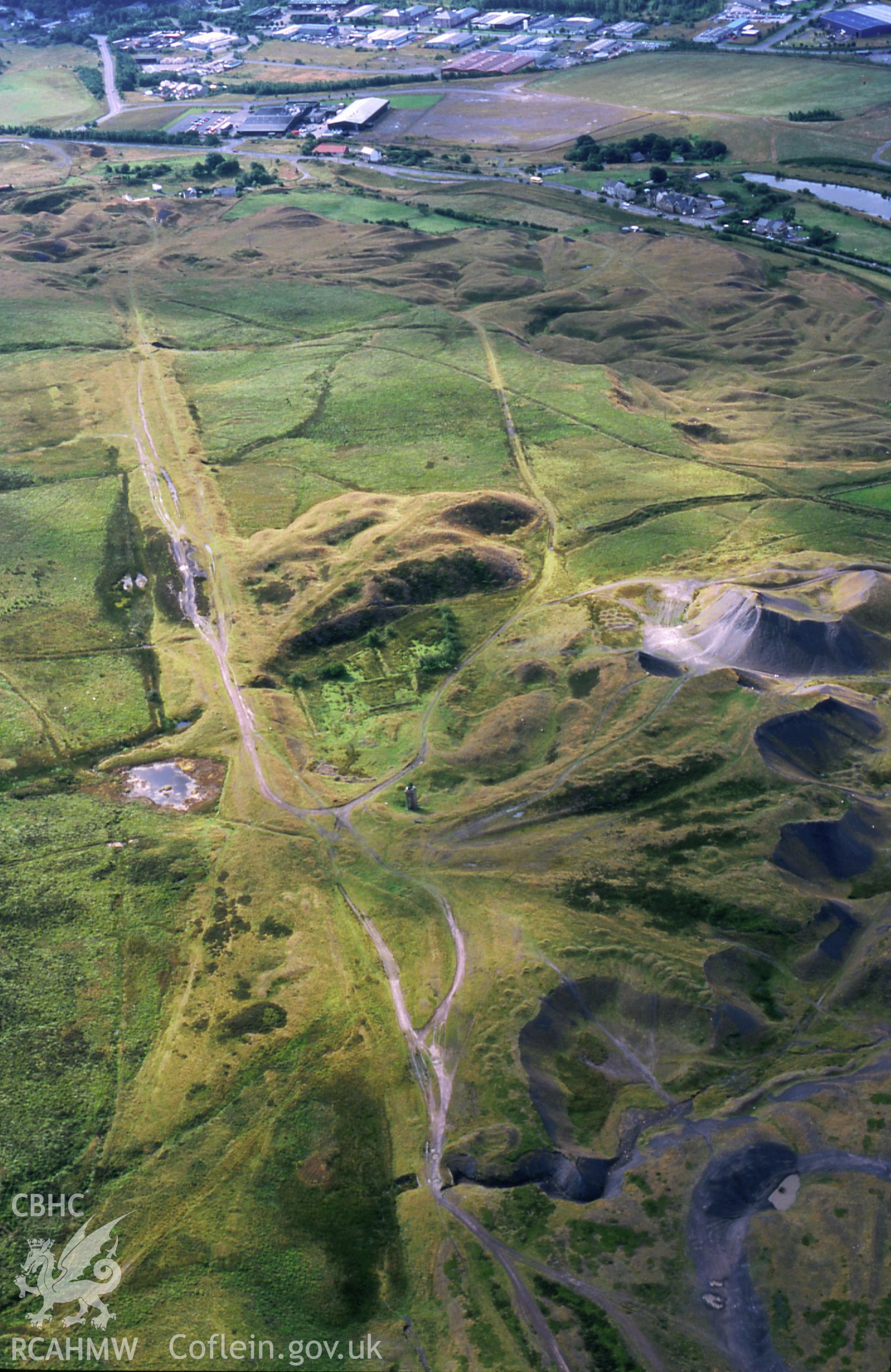 Slide of RCAHMW colour oblique aerial photograph of Hill Pits, Blaenavon, taken by C.R. Musson, 24/7/1998.