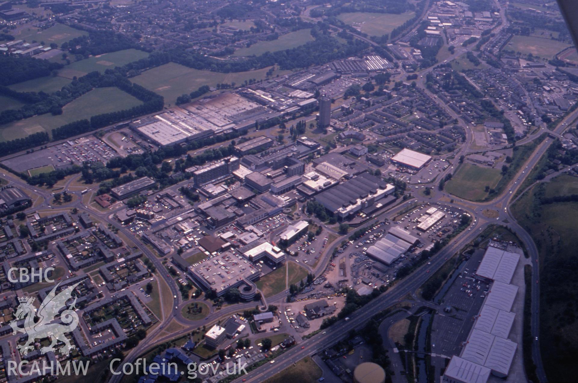 RCAHMW colour slide oblique aerial photograph of Cwmbran, taken on 26/06/1992 by CR Musson