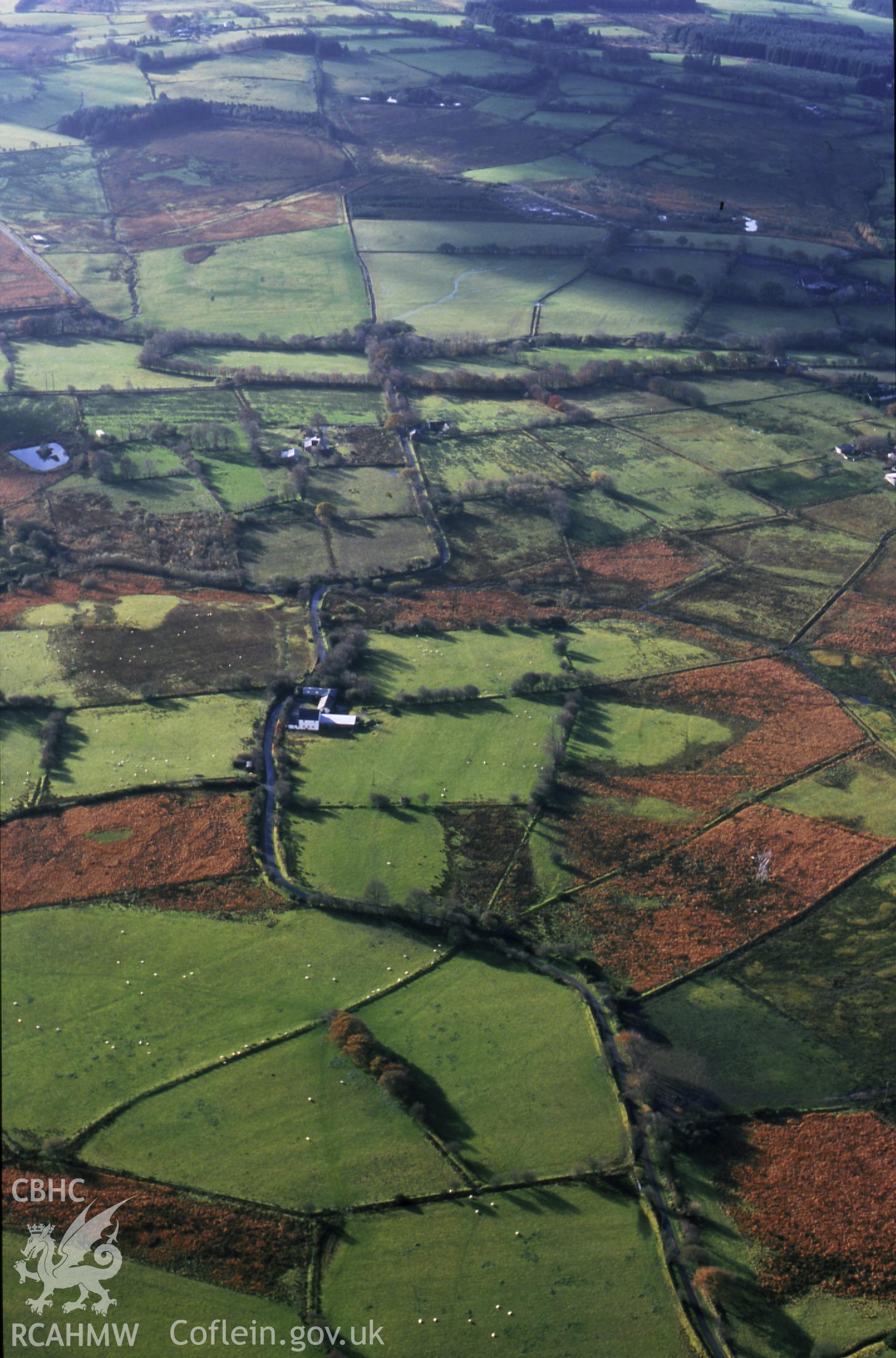 RCAHMW colour slide oblique aerial photograph of Sarn Helen, Roman Road, Pennal - Llanio (rr69c), Pennal, taken by T.G.Driver on the 04/11/2000