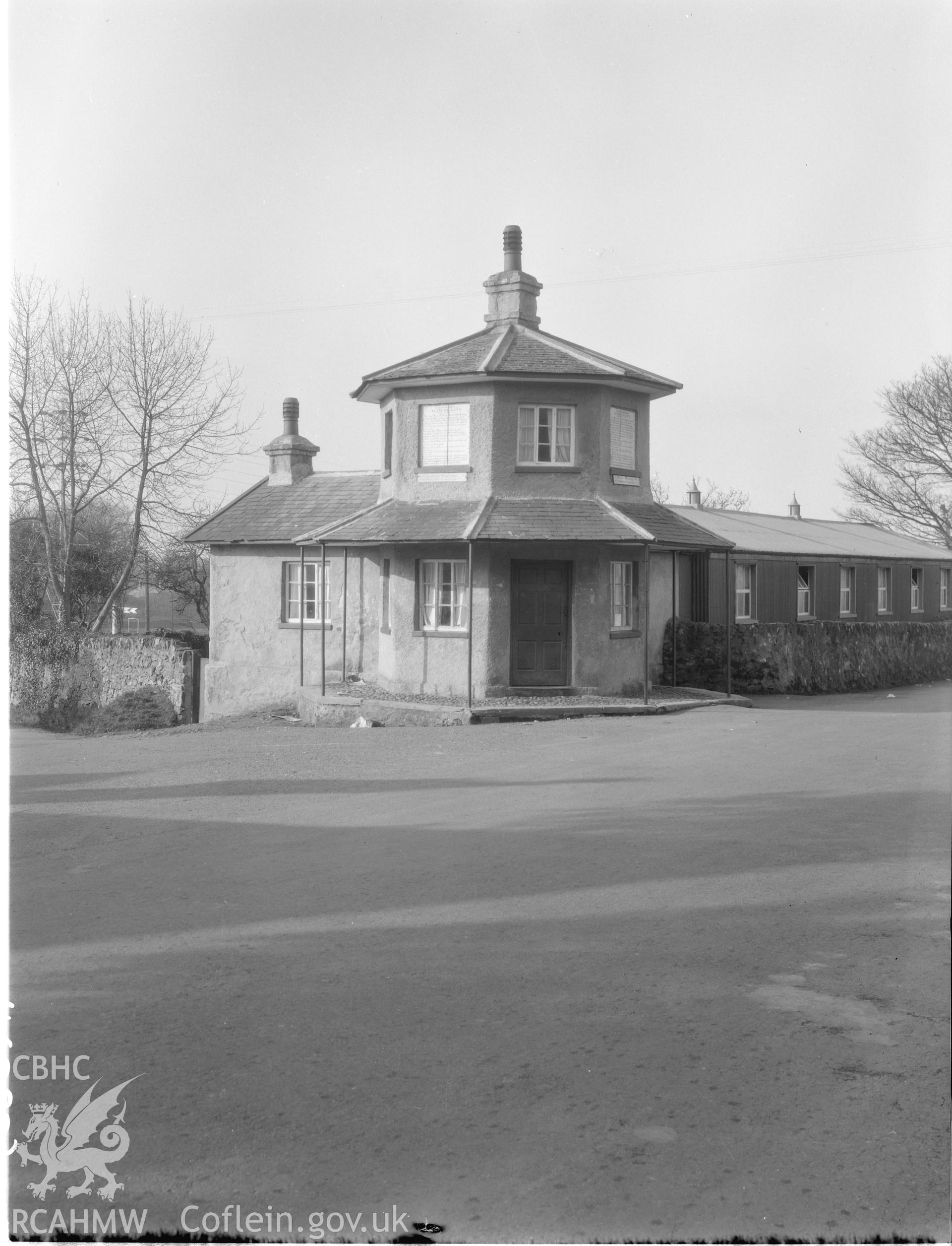 Llanfair Gate Toll House, Llanfair P G, black and white print and floor plan in pencil (Scale: 1/8in to 1ft).