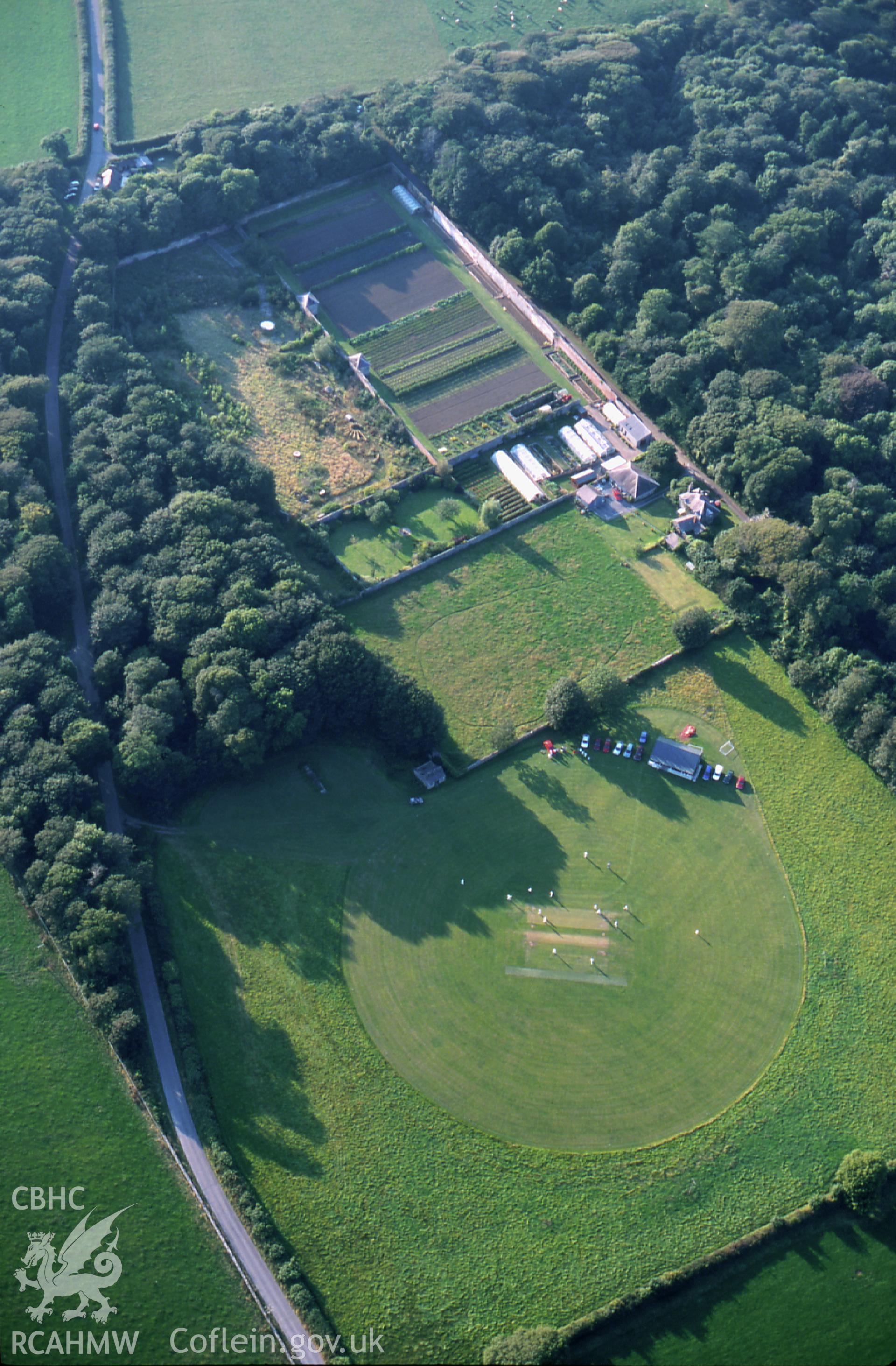 RCAHMW colour slide oblique aerial photograph of Stackpole Court, St Petrocs, taken by T.G.Driver on the 23/08/2000