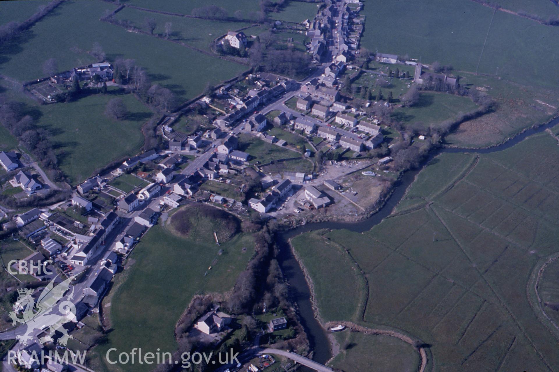 RCAHMW colour slide oblique aerial photograph of St Clears, taken on 25/03/1991 by CR Musson