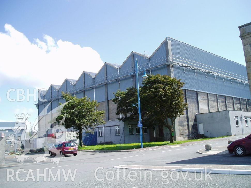 Colour digital photograph showing the Flying Boat Station West Hanger at Pembroke Dockyard taken by Phil Kingdom, 2008.