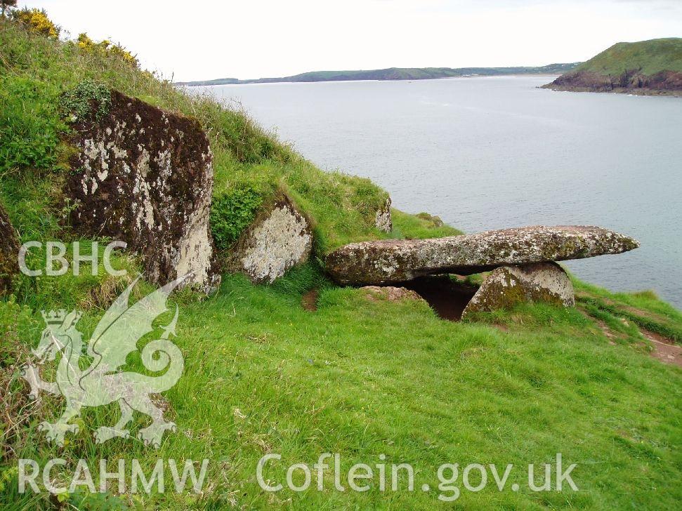 Colour digital photograph showing the Kings Quoit Burial Chamber, Manorbier taken by Phil Kingdom, 2008.