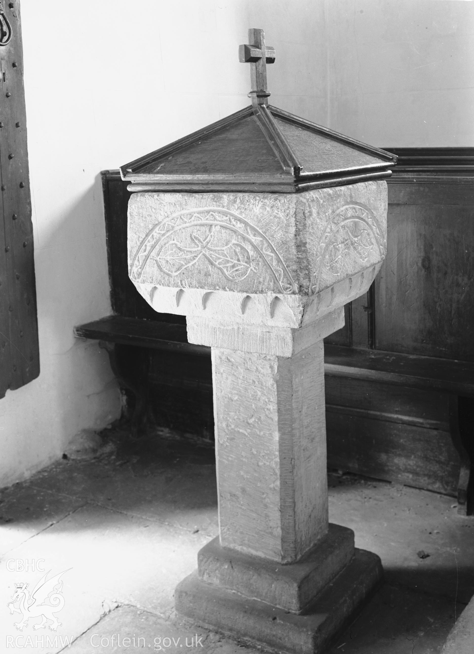 Interior view showing font.