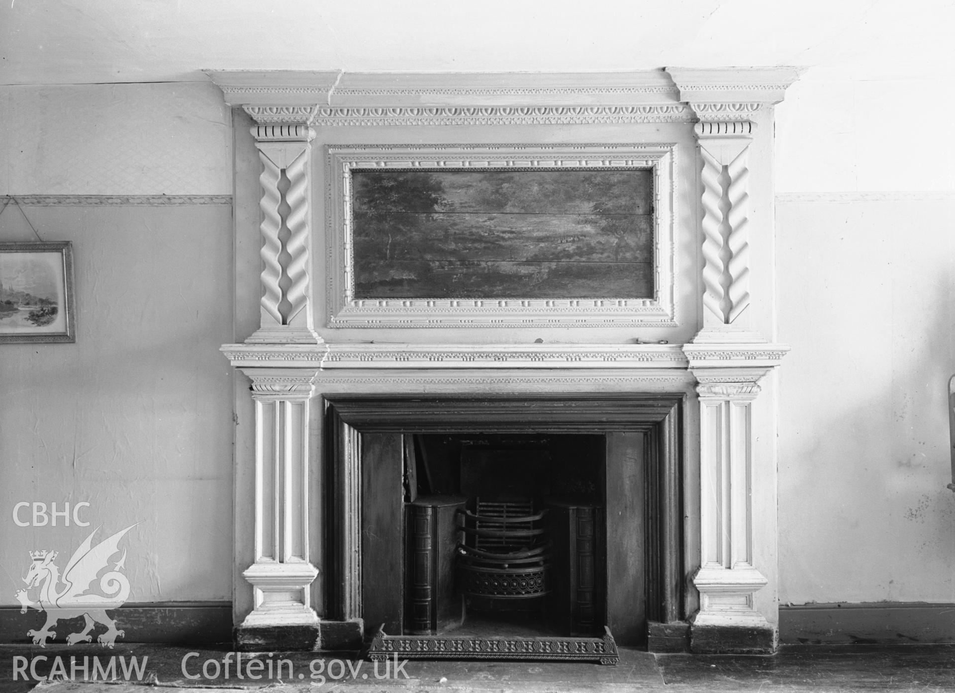 Interior view showing the fireplace in a bedroom.