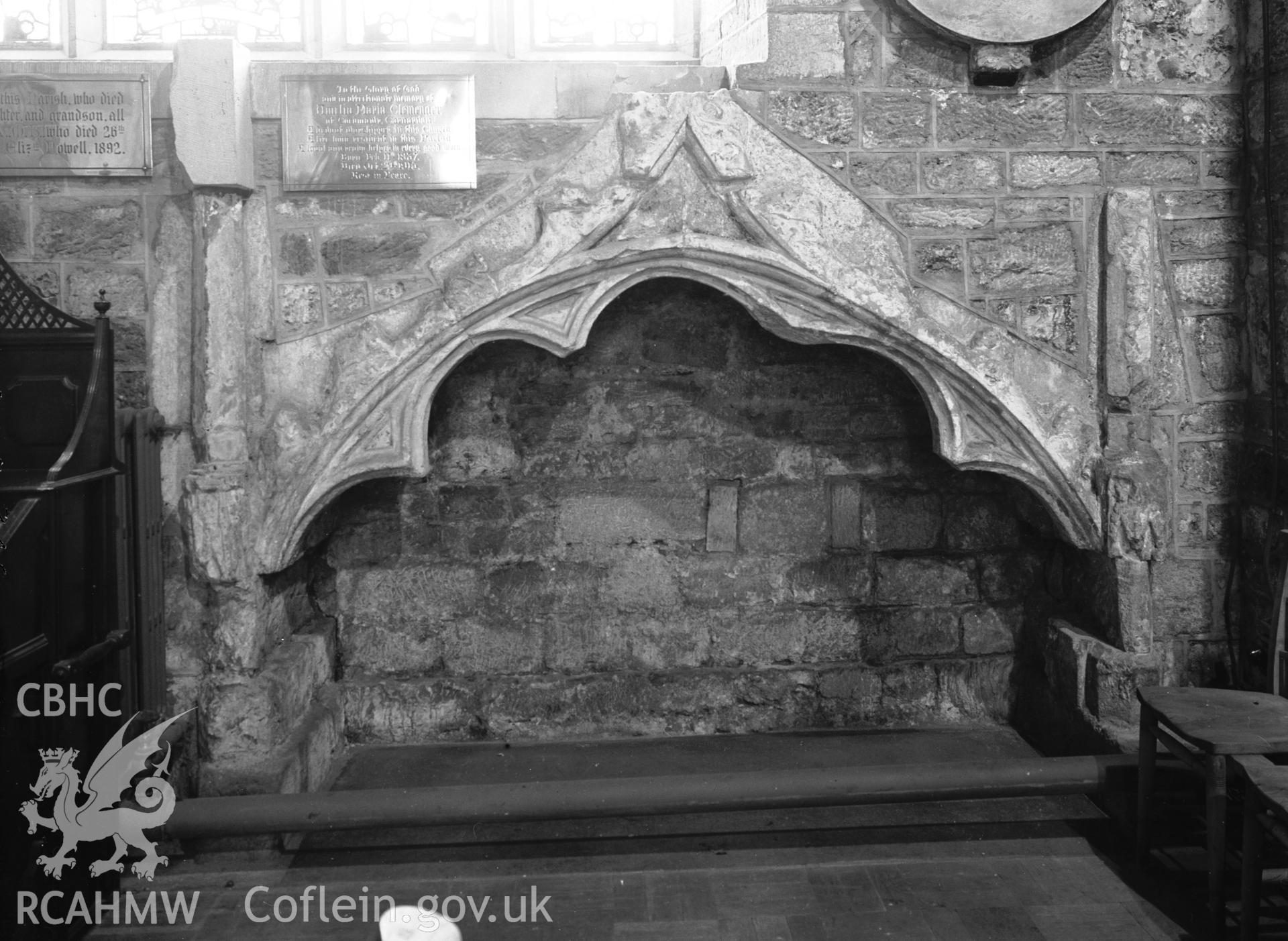 Interior view showing tomb recess in the south transept.