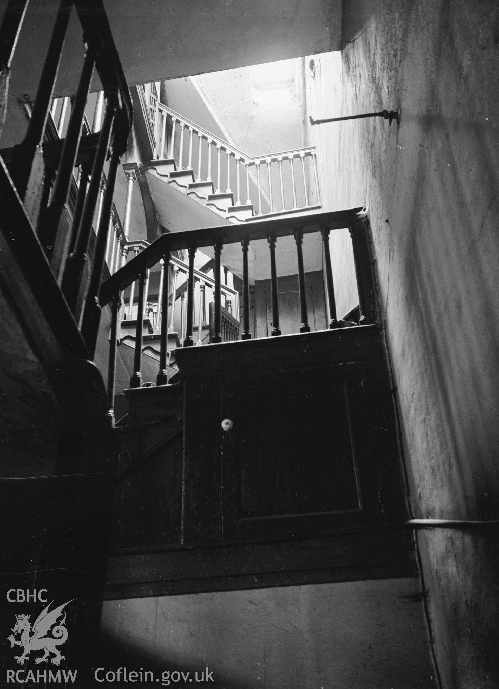 Interior view of Castle House, showing the staircase from the ground floor.