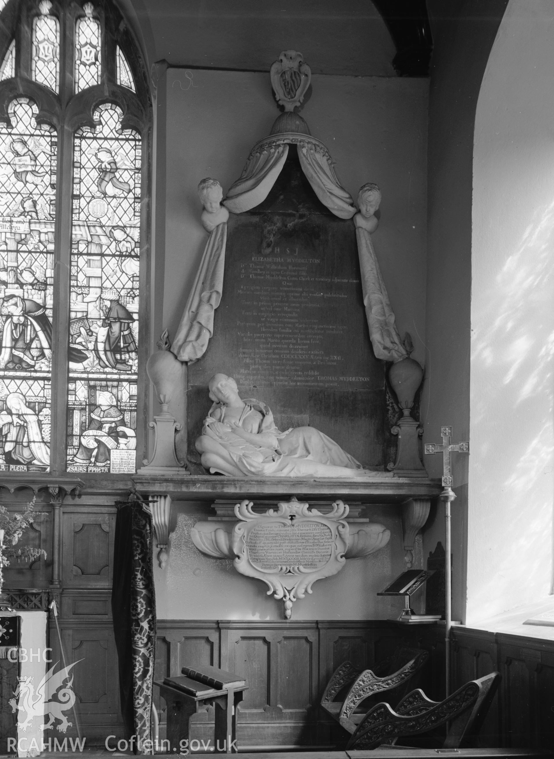 Interior: Elizabeth Myddelton monument