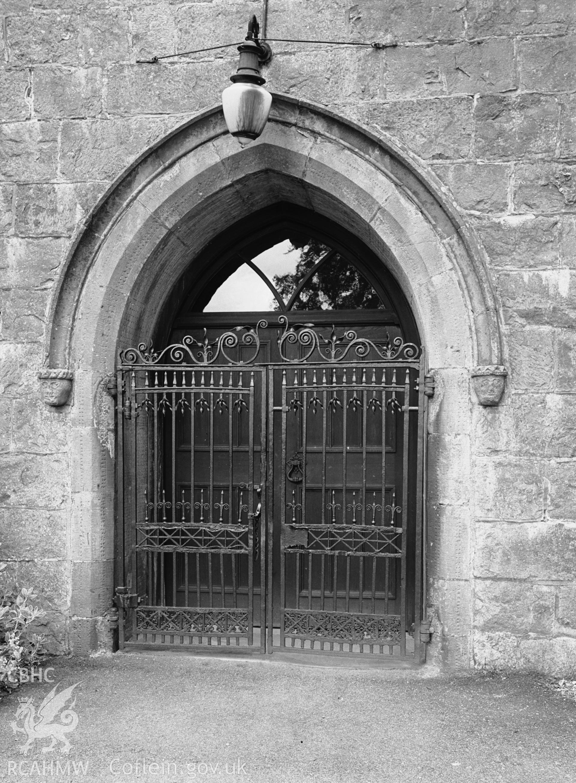 Exterior: West door and gates