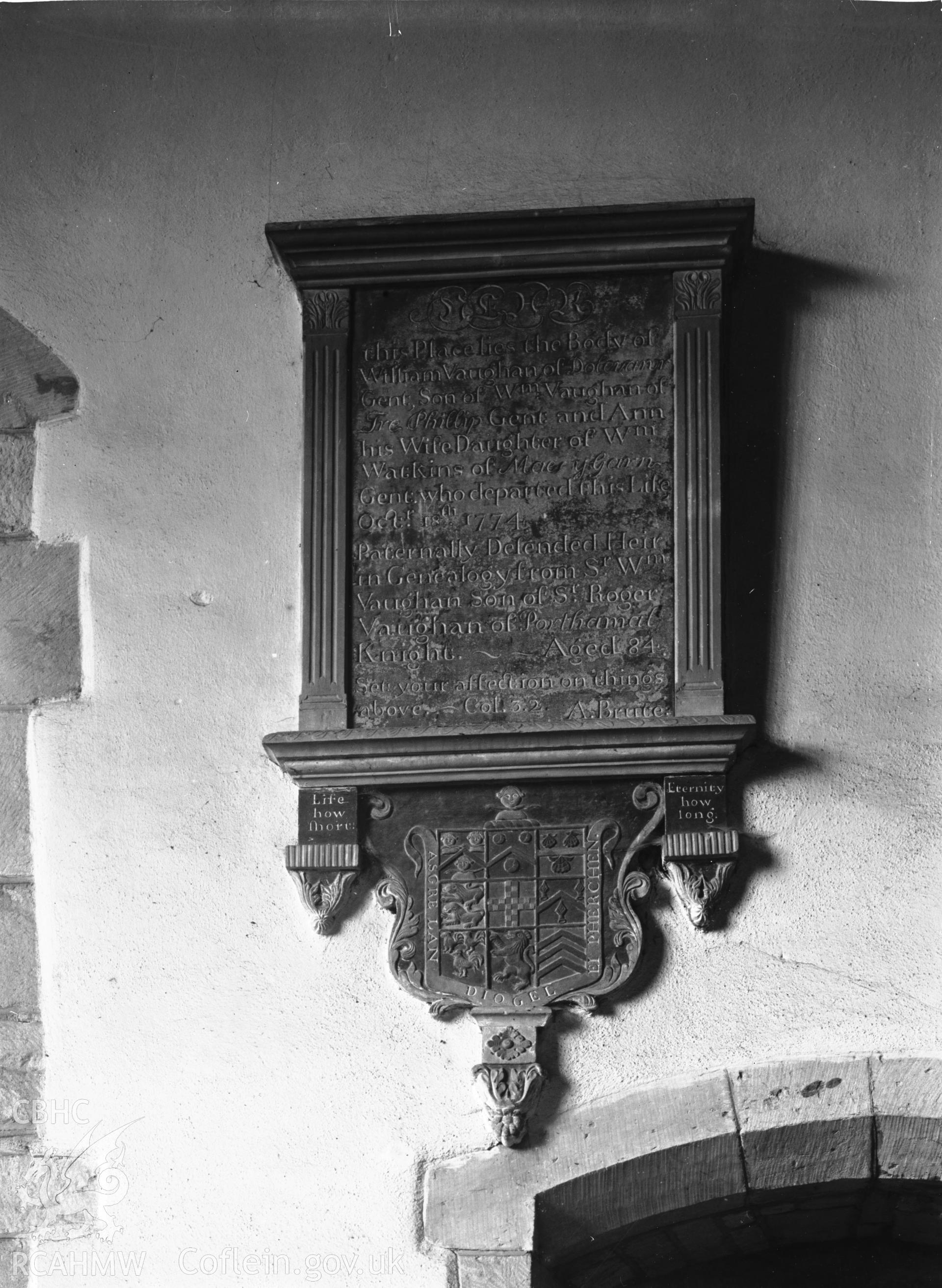 Interior view showing Vaughan memorial.