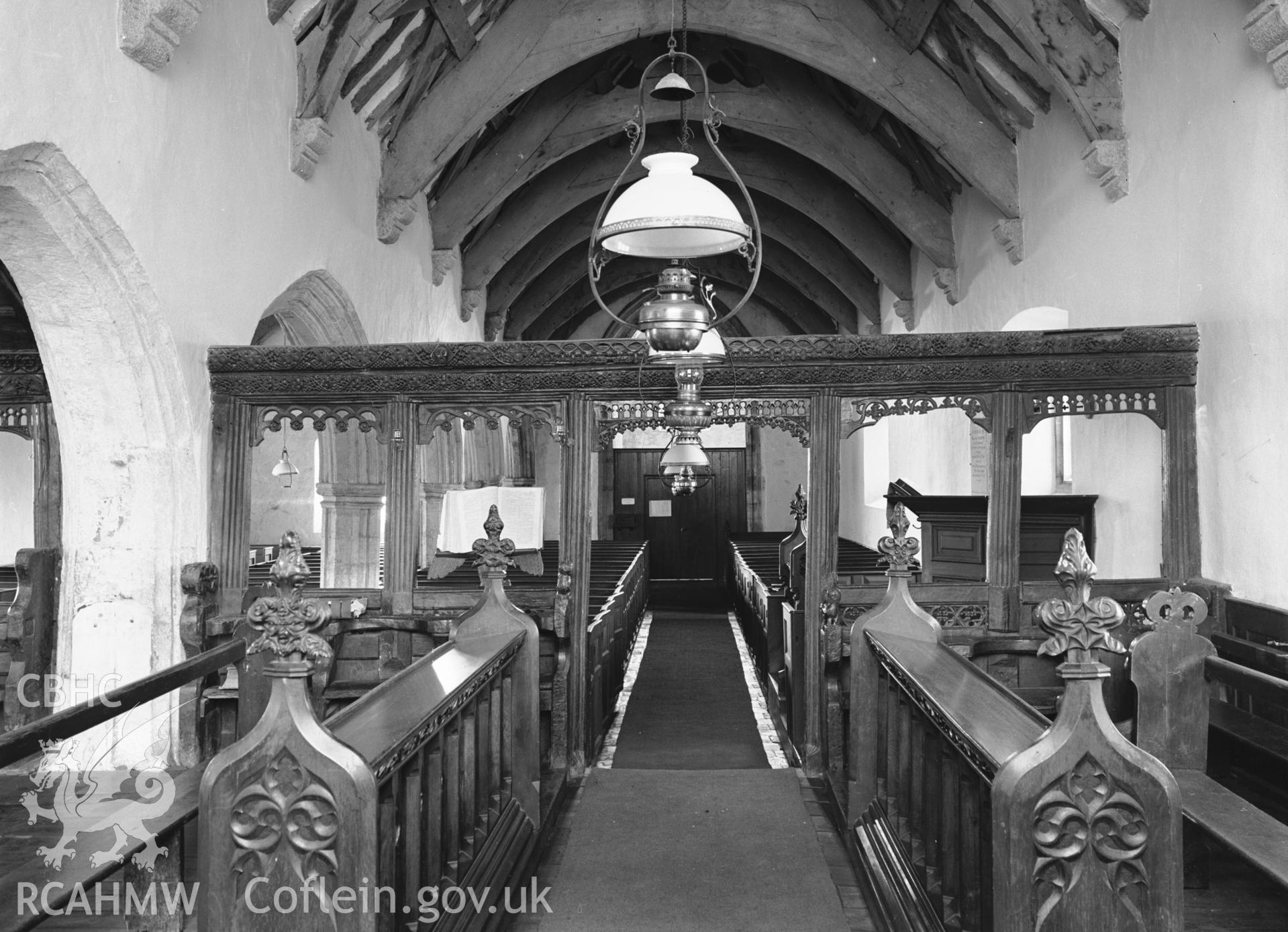 Interior view looking west in the north nave.