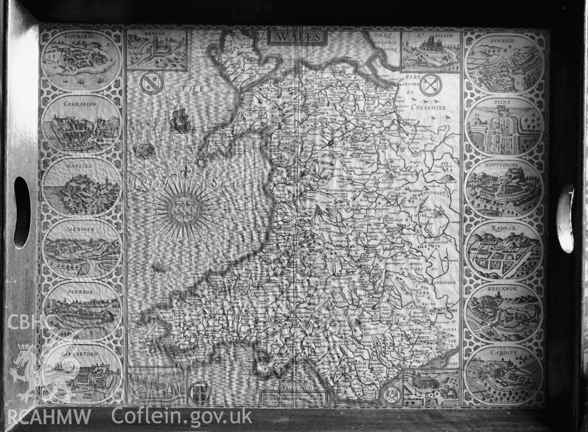 Interior view showing Speed's map of Wales 1610.