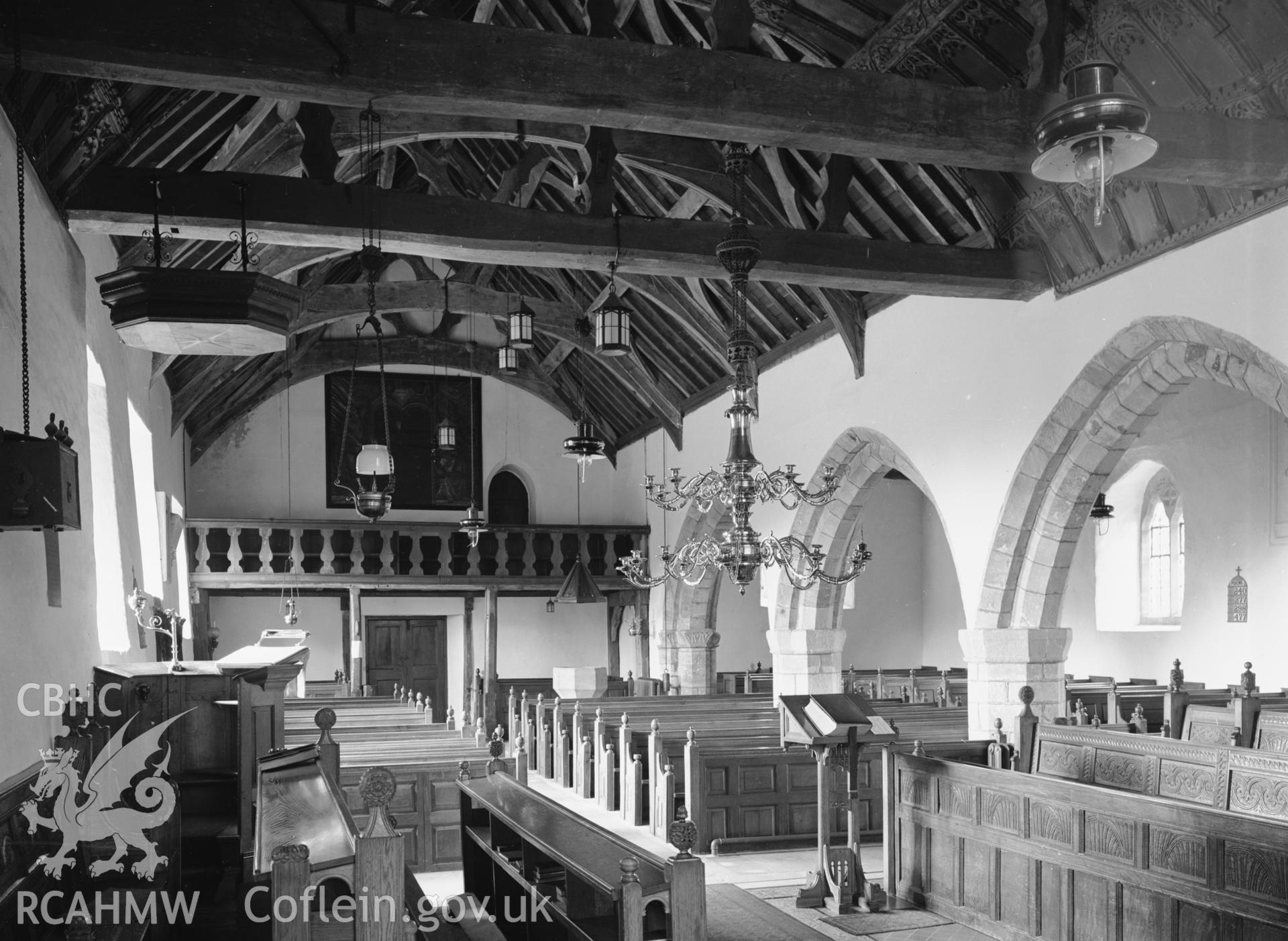 Interior: looking west - candelabra