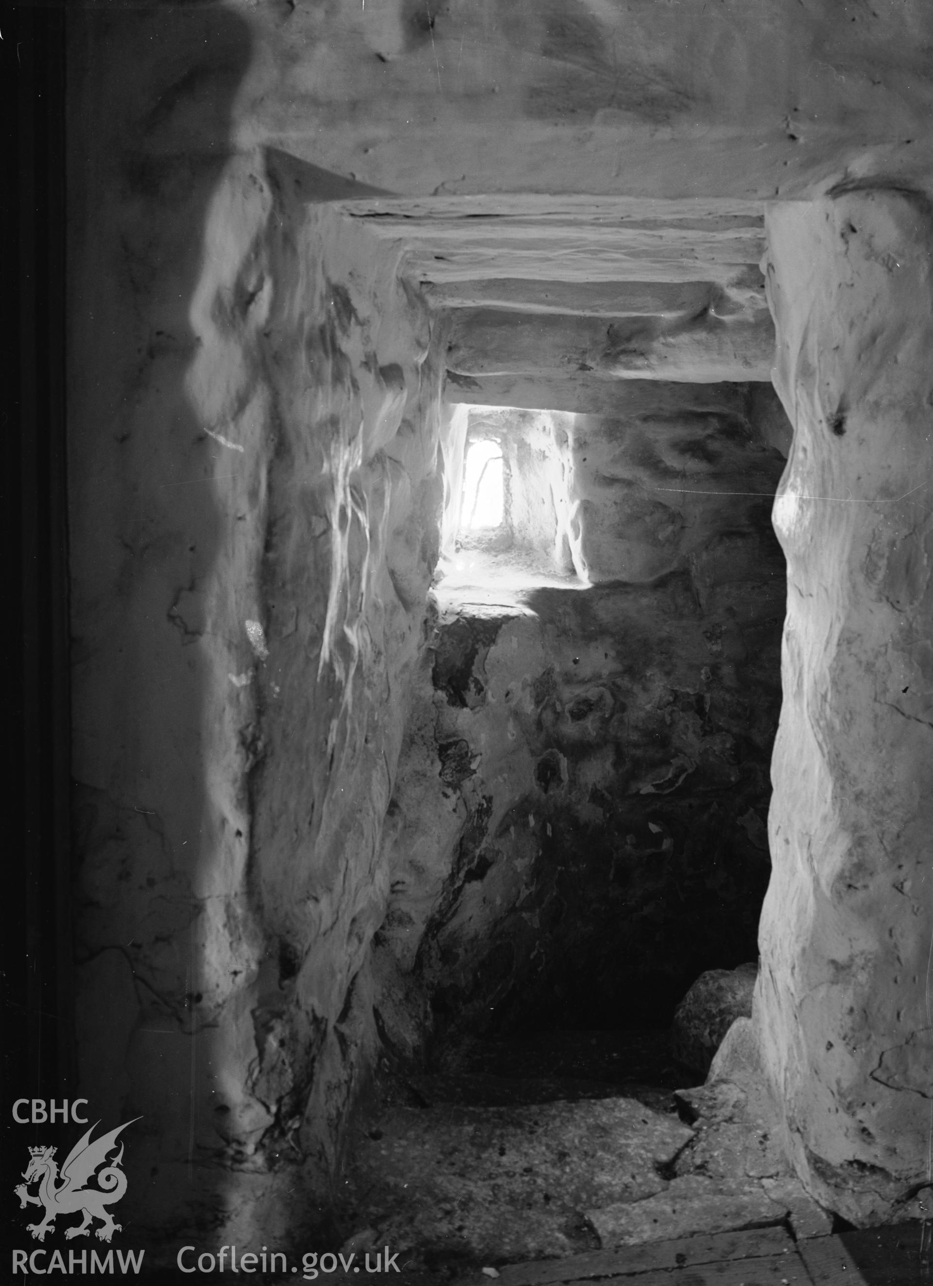 Interior view showing stone staircase