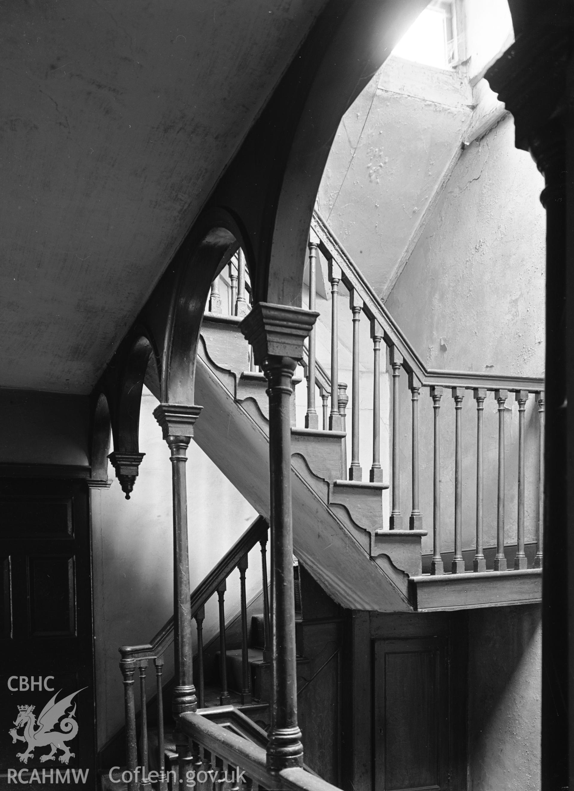 Interior view of Castle House, showing the staircase from the second floor.