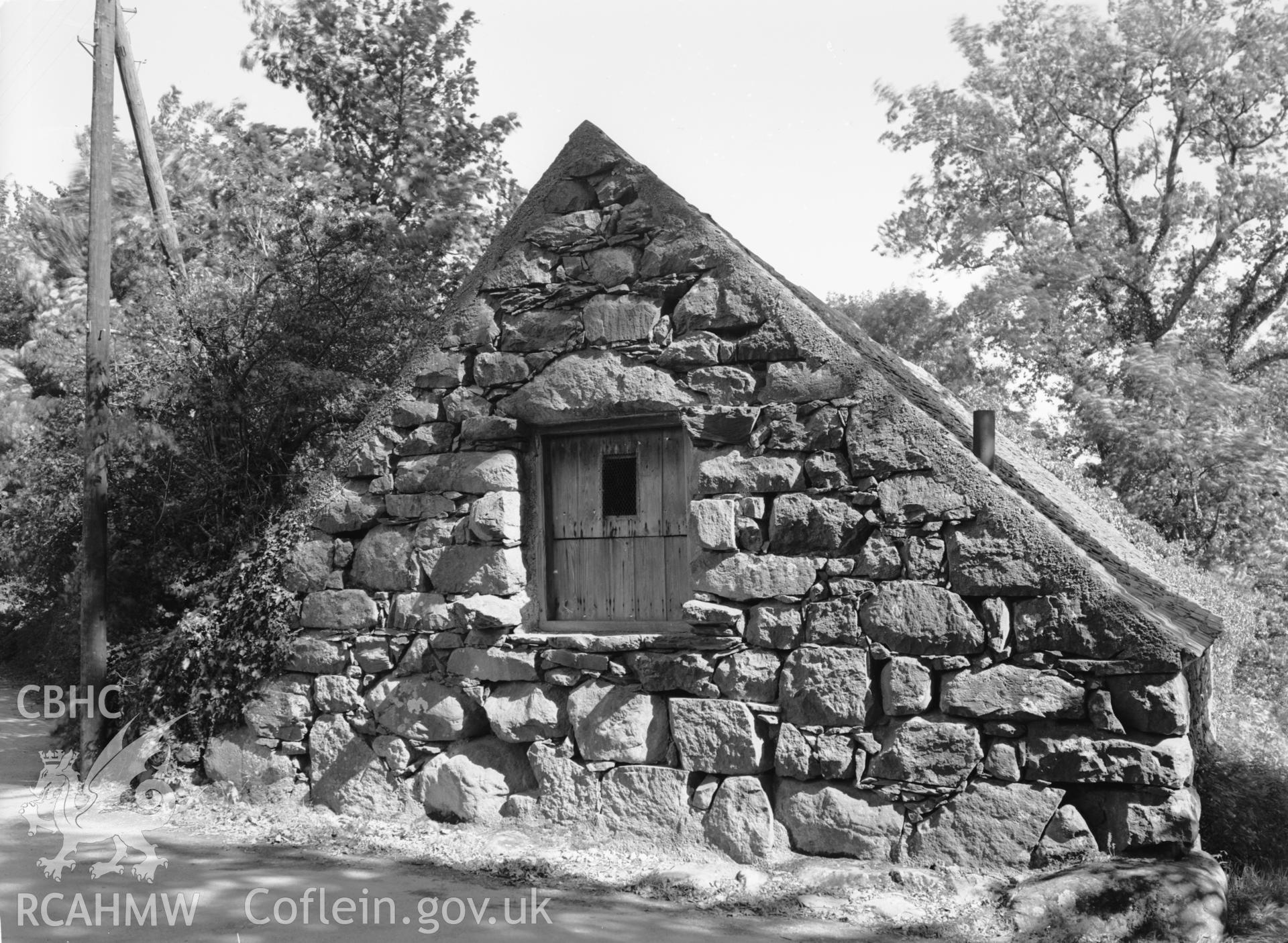 Exterior view showing gable end of the barn.