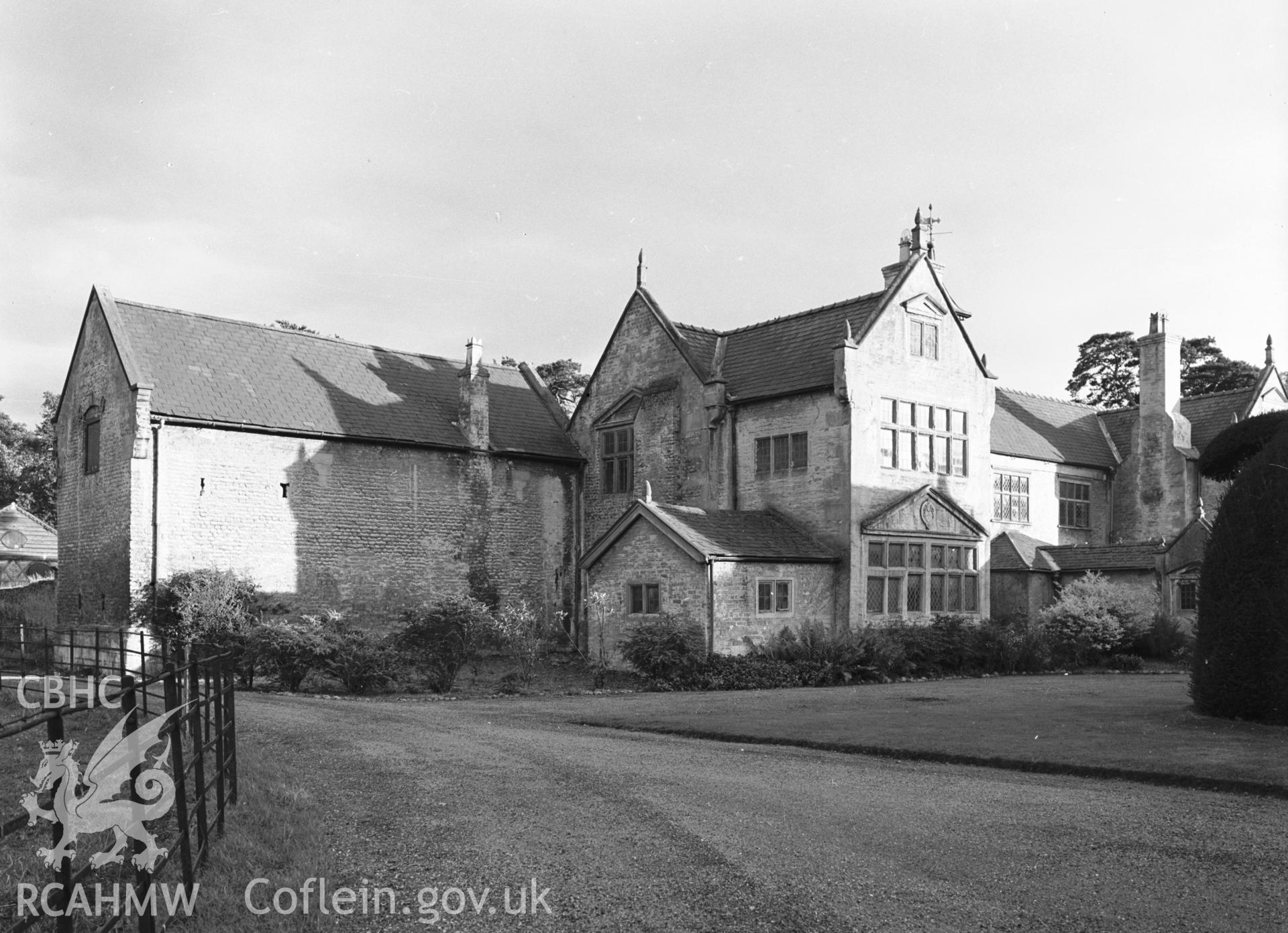 Exterior: E wing and barn