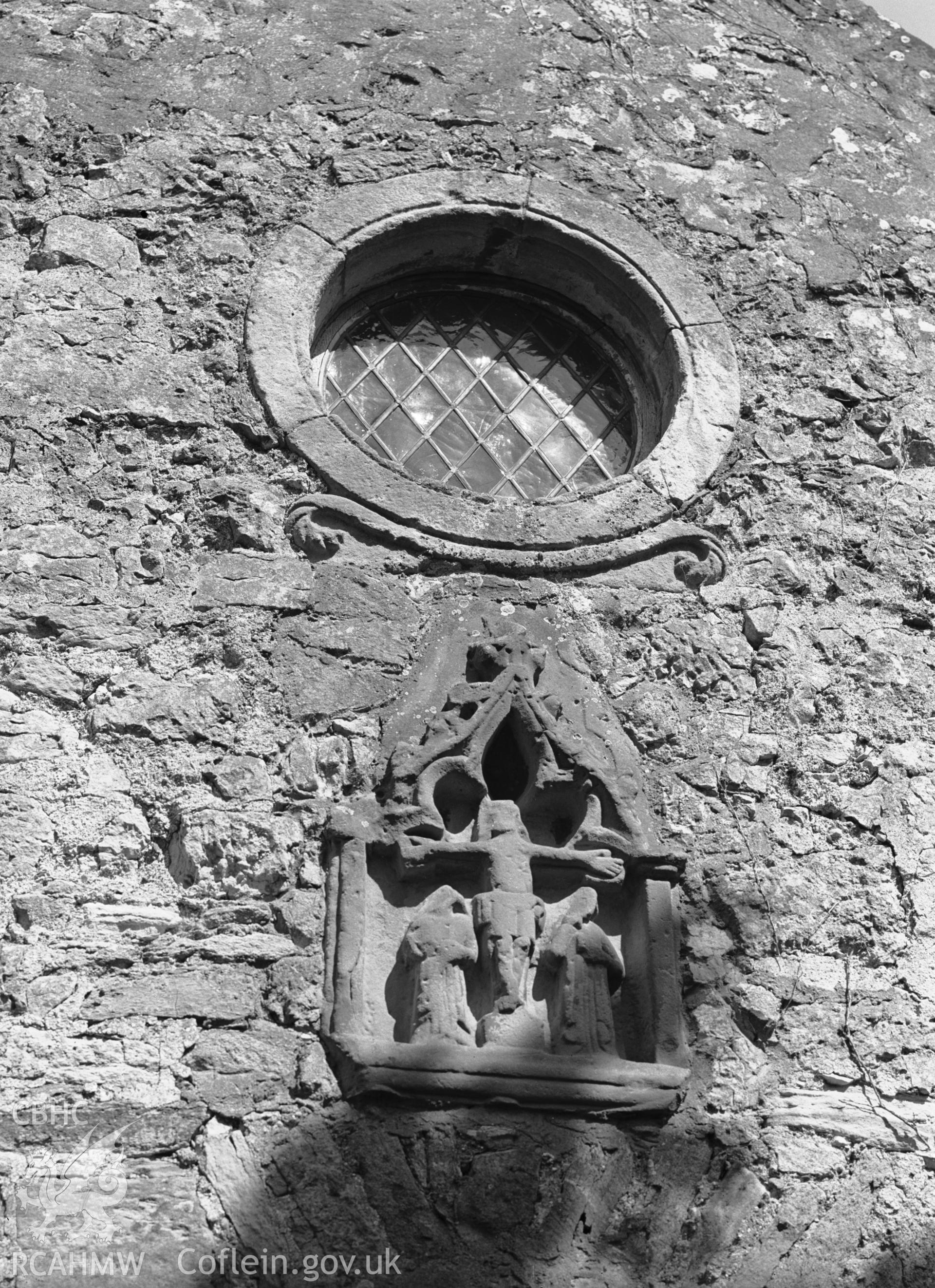 Exterior view showing rood panel and west window.