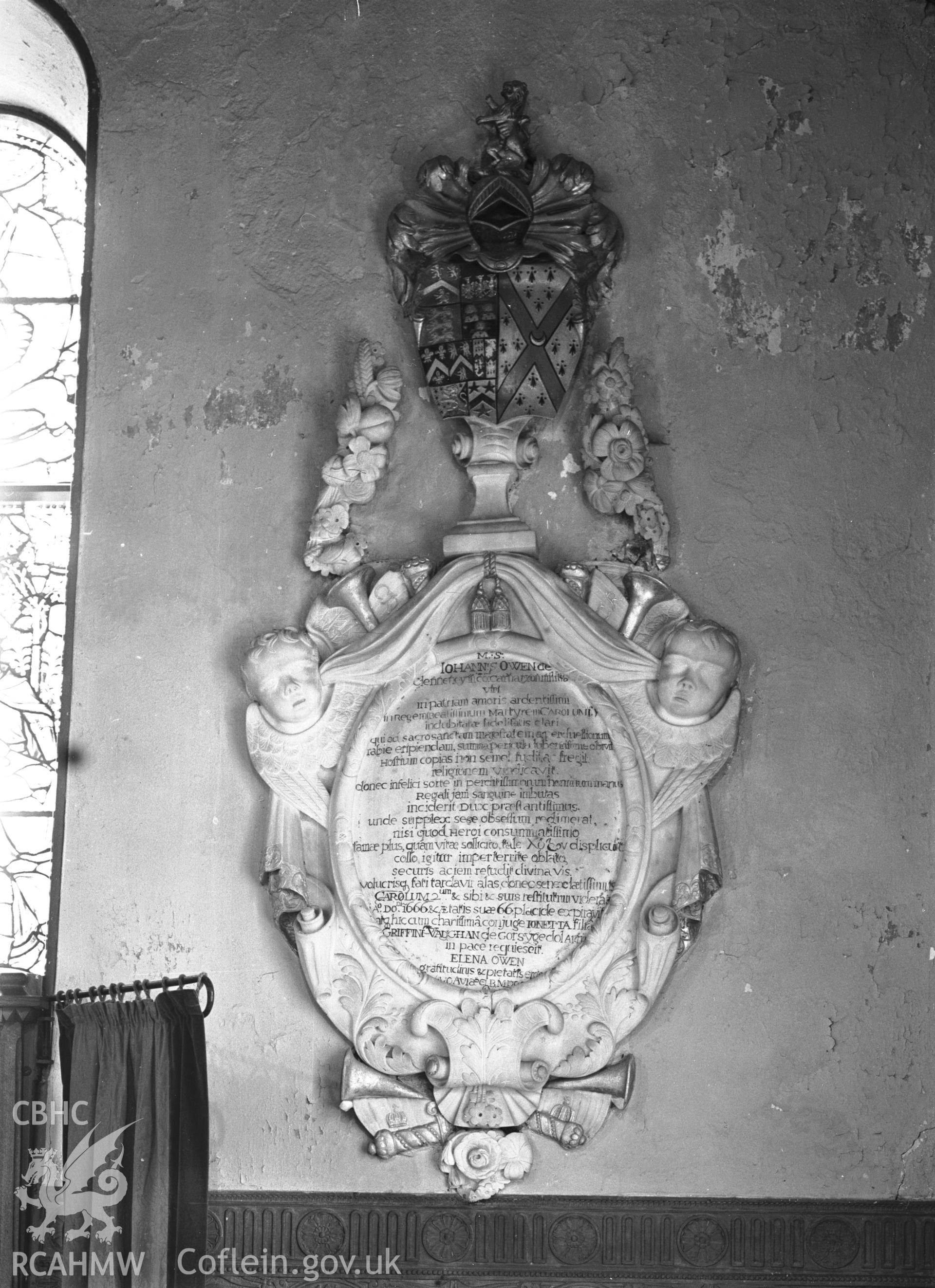 Interior view showing memorial to John Owen.