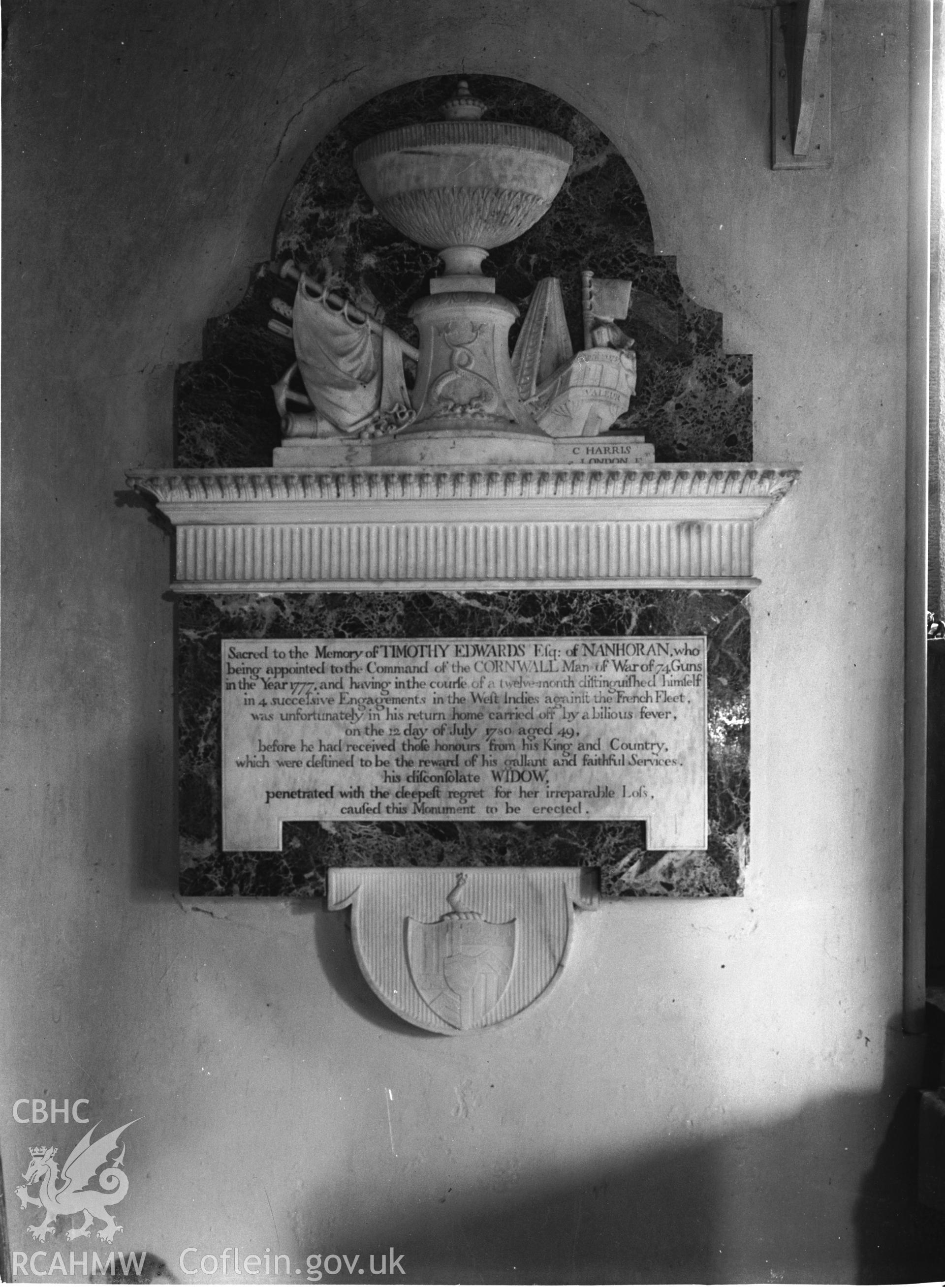 Interior view showing memorial to T. Edwards.