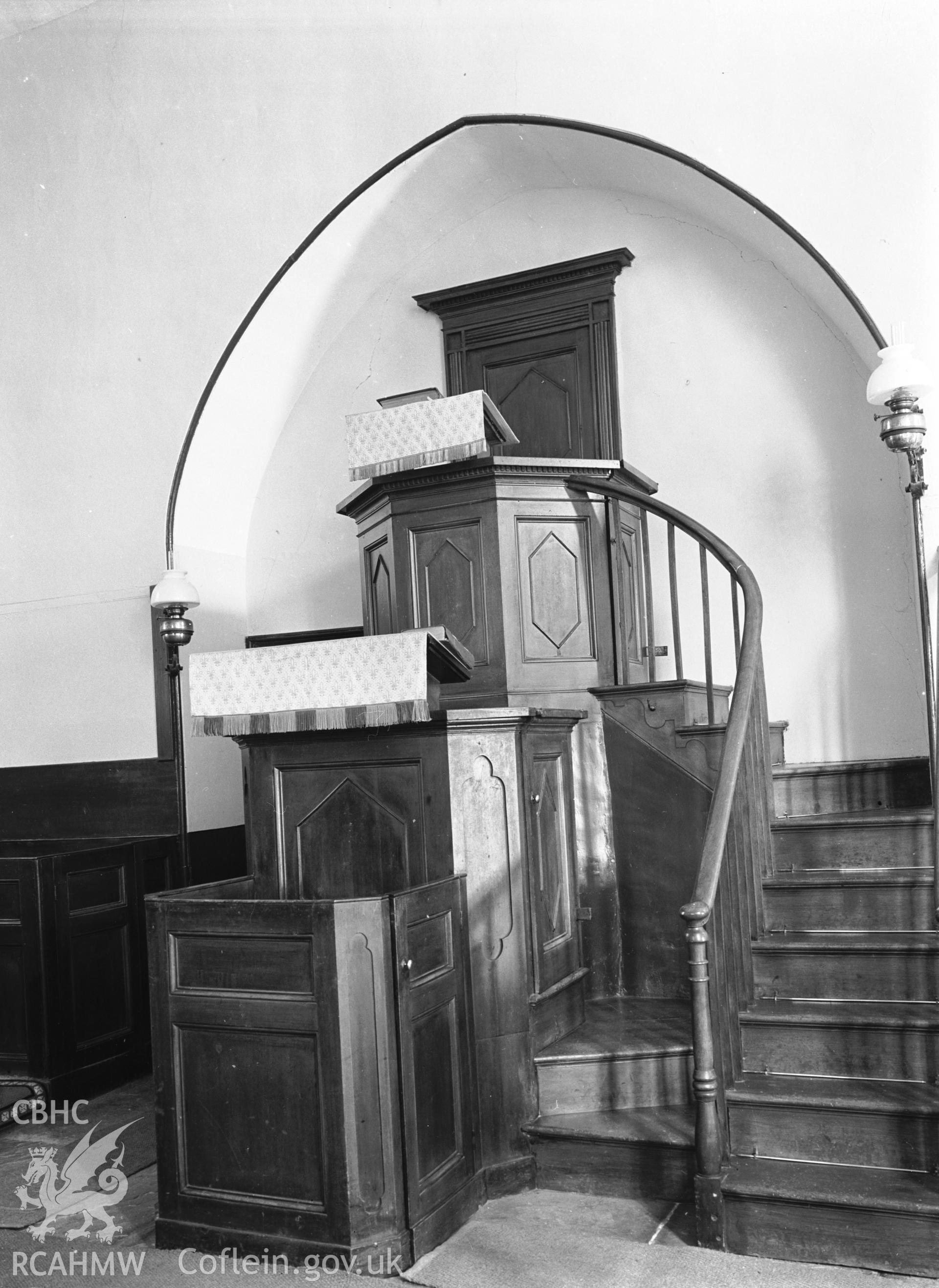 Interior view showing the pulpit.