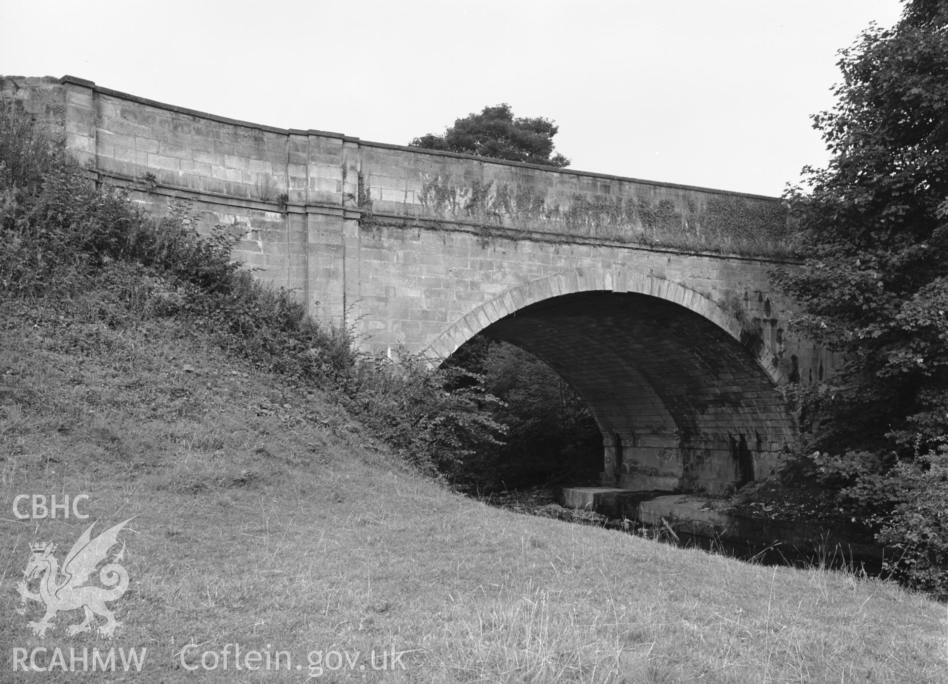 Black and white photograph labelled Chirk Bank Bridge, Denbighshire