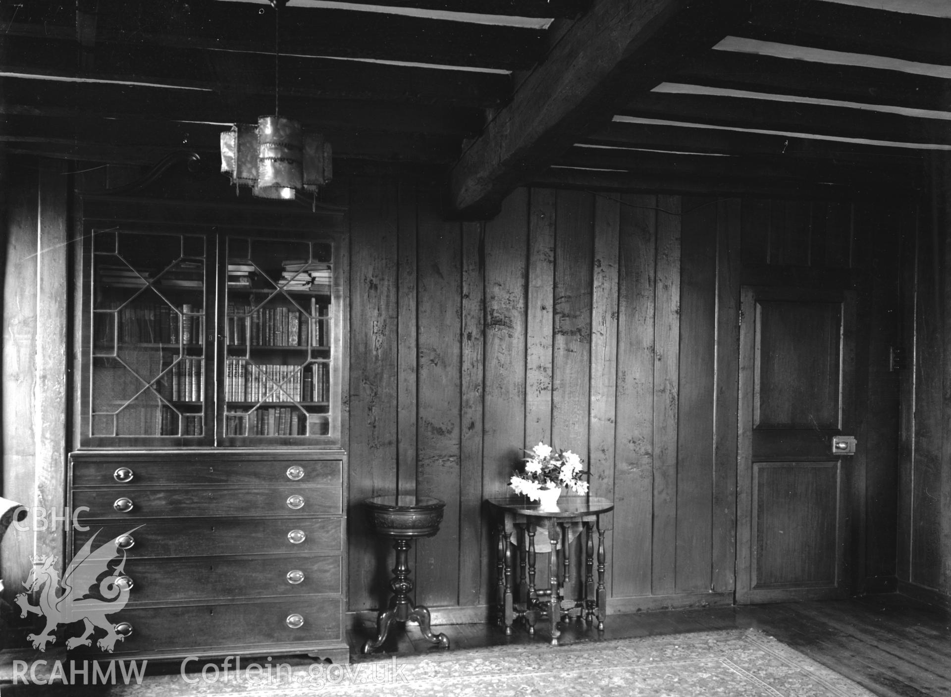 Interior view showing panelled room.