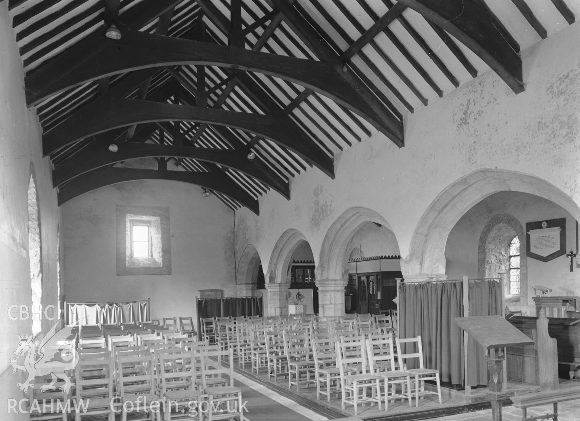 Interior view looking north-west in the south aisle.