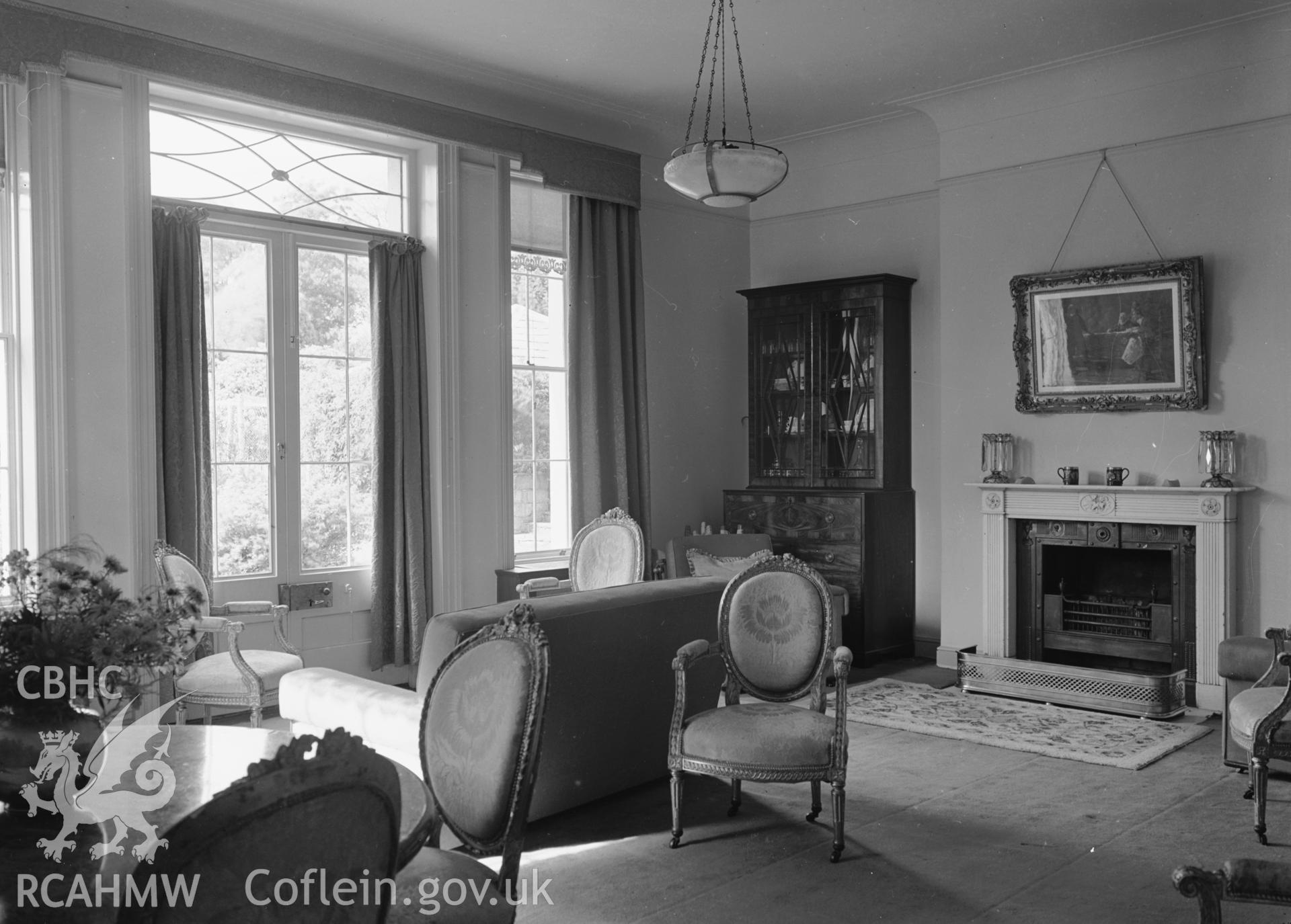 Interior view of Broom Hall showing the library.