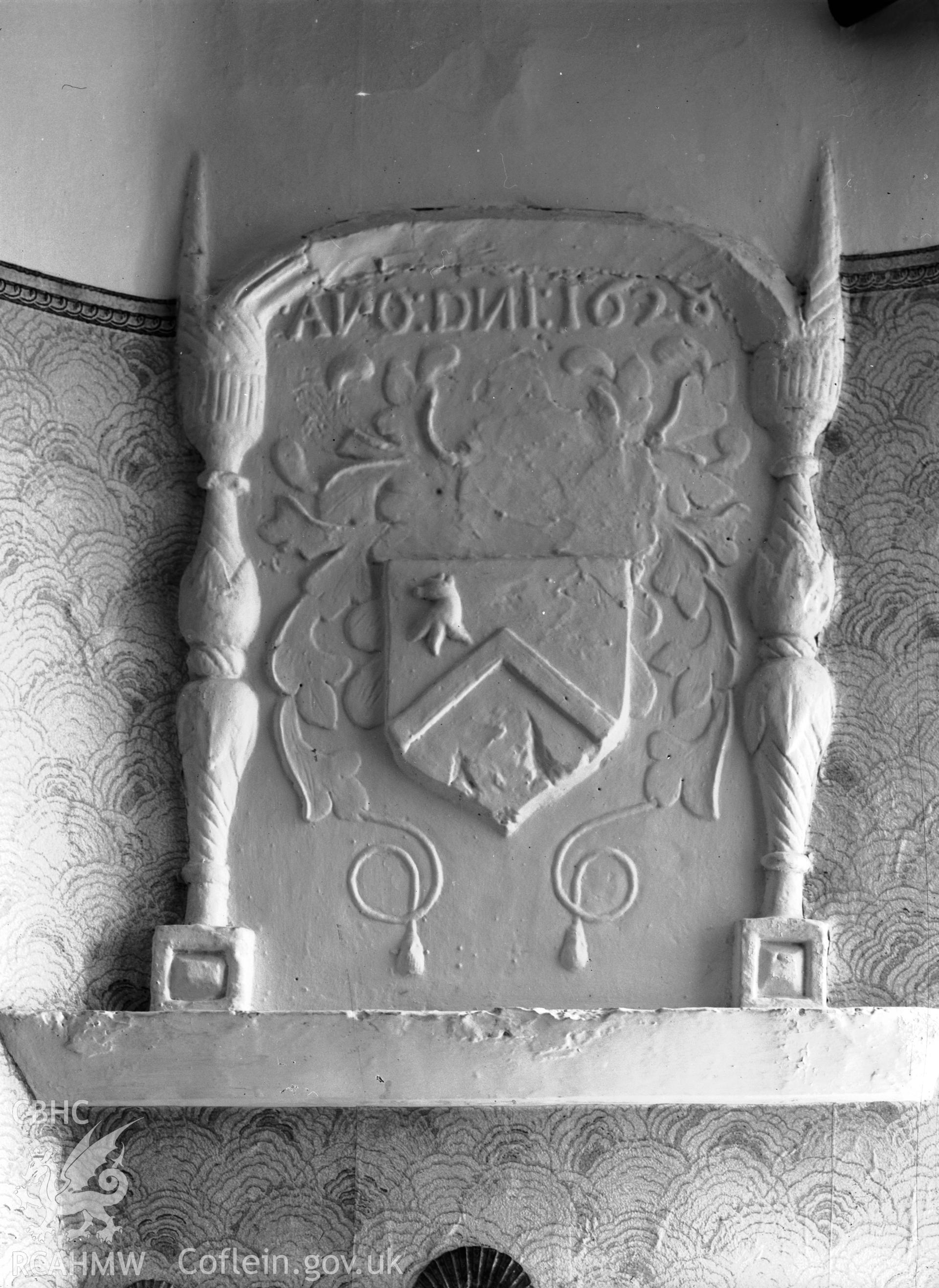 Interior view showing the plaster panel in the north-east bedroom