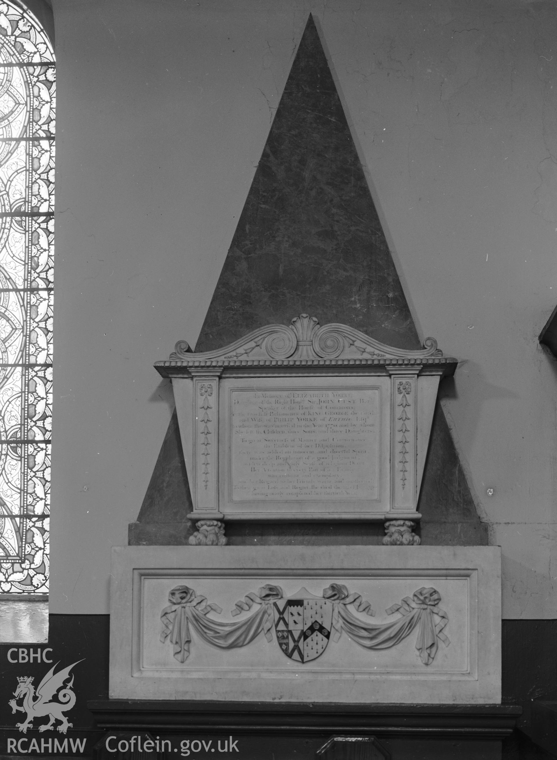 Interior: Elizabeth Yorke 1779 memorial